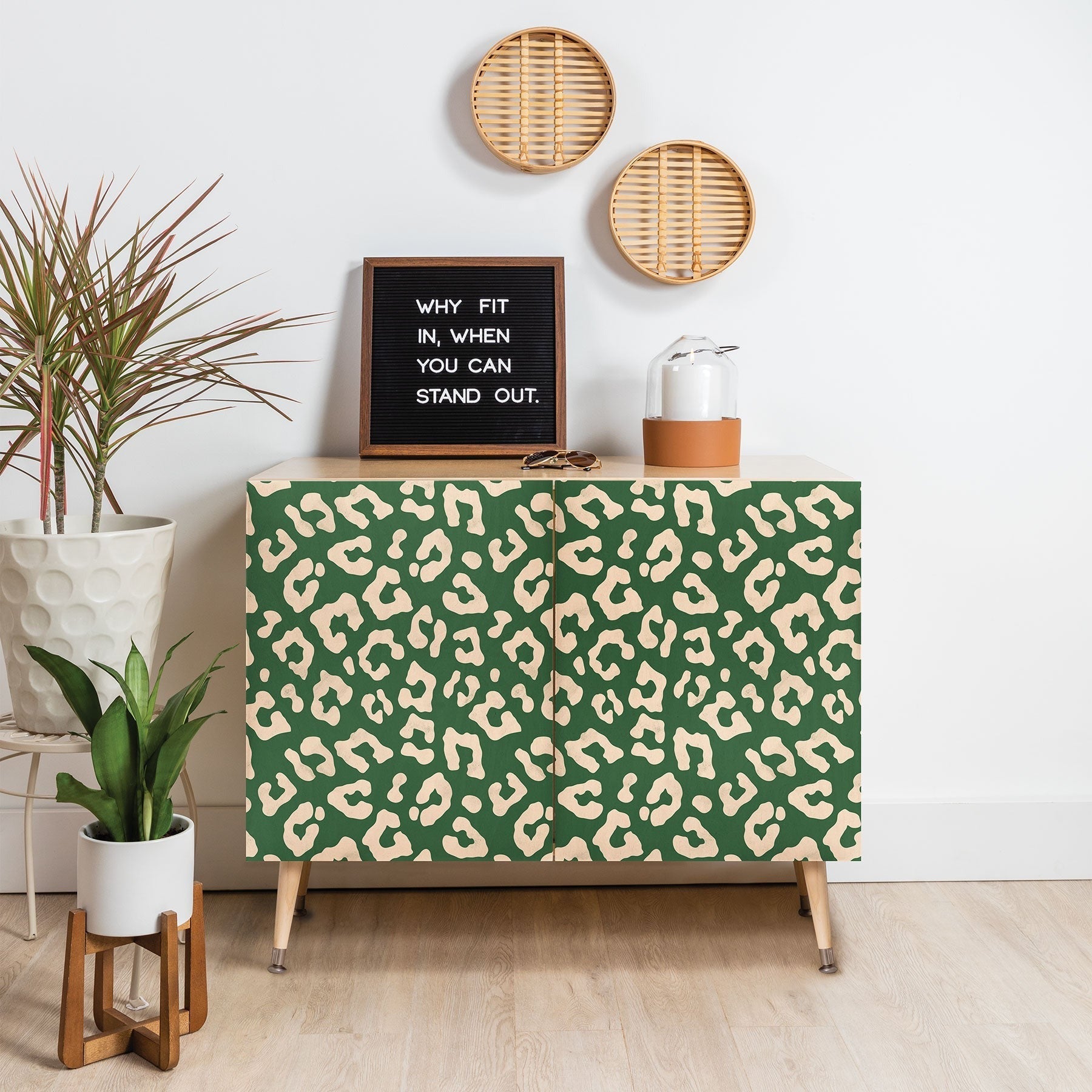 Avenie BR Cheetah Print In Green Credenza