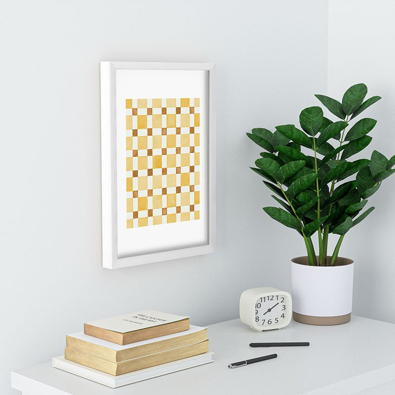 Ninola Design Everyday Artifact Checker Mosaic Tiles Geometry Yellow Recessed Framing Rectangle