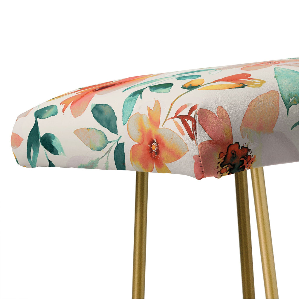 Ninola Design Botanic Retreat Tropical Whimsical Flowers Coral Green Bench
