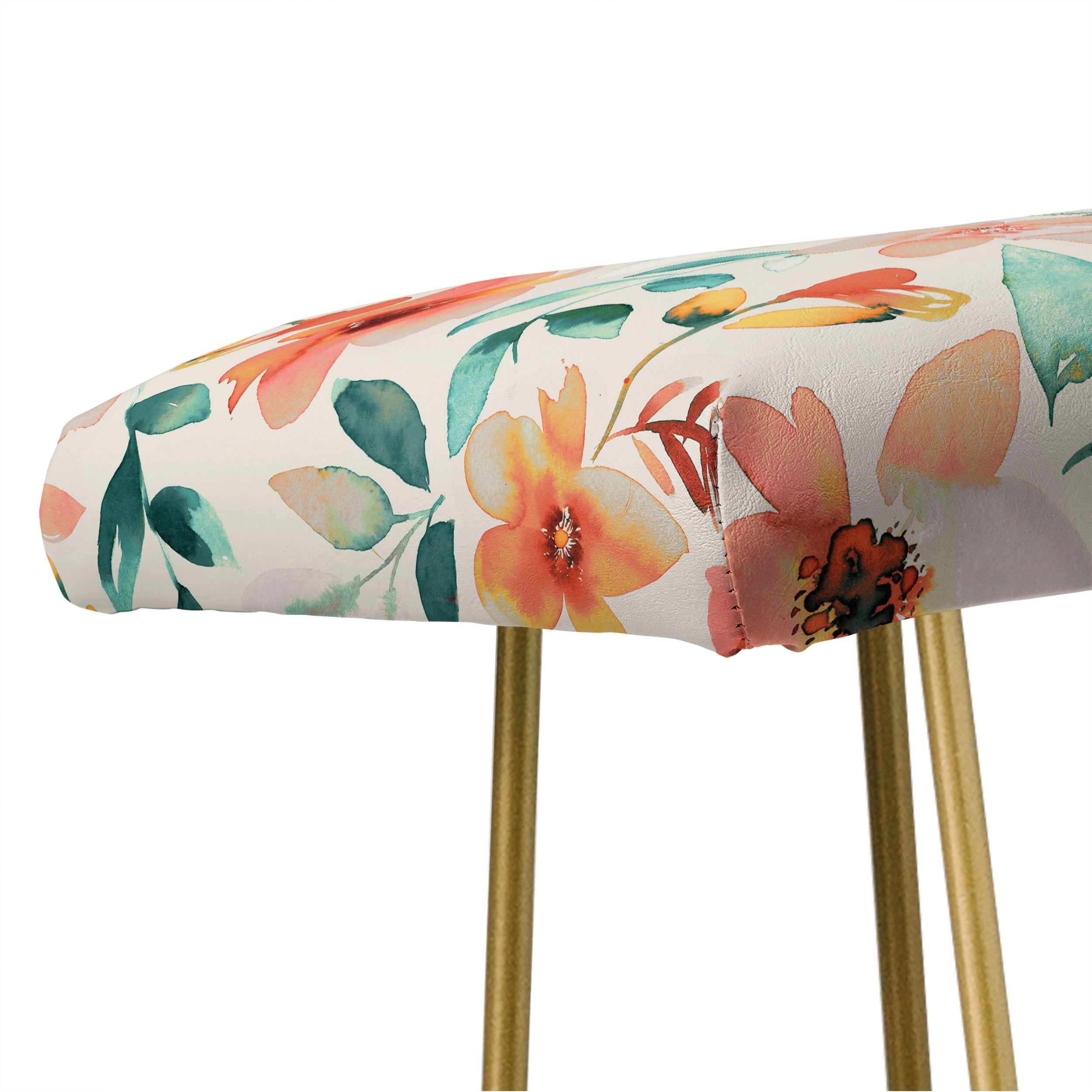 Ninola Design Botanic Retreat Tropical Whimsical Flowers Coral Green Bench