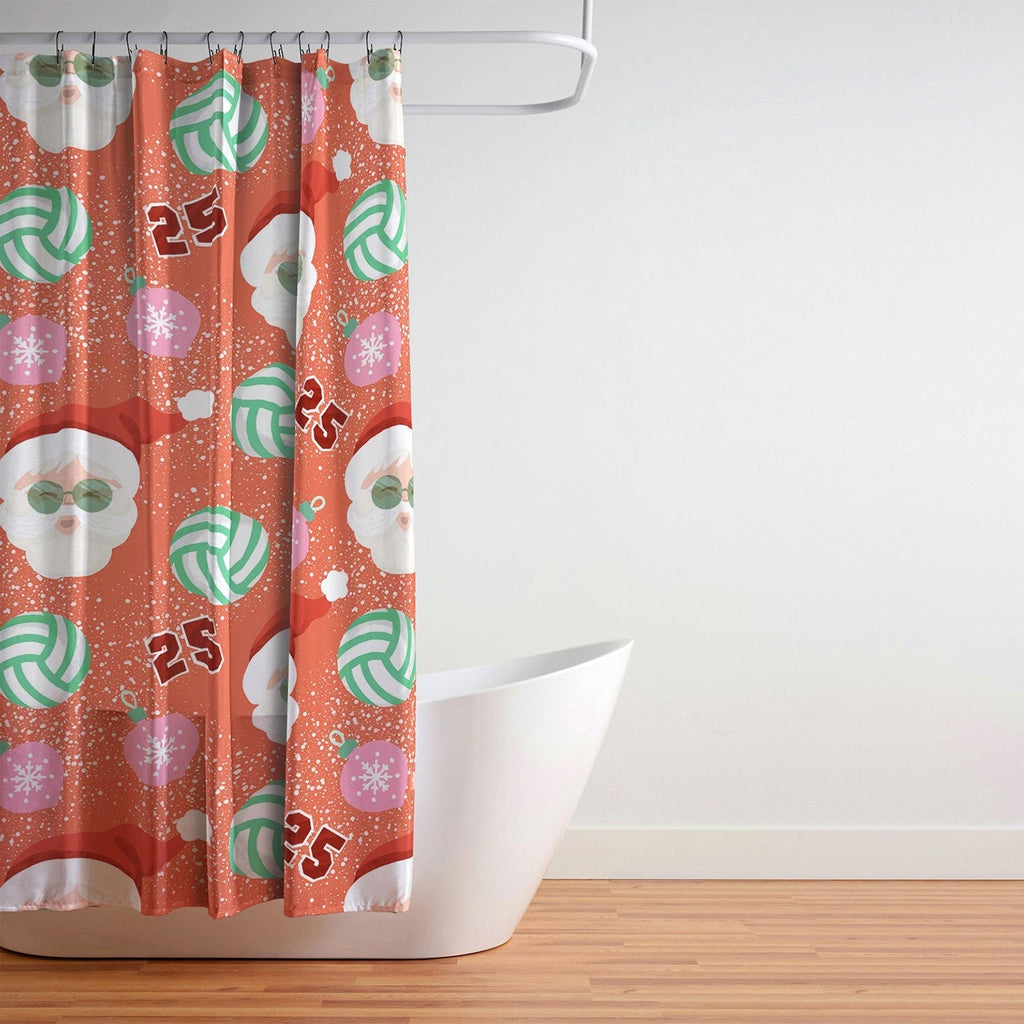 Design by Spark Sporty Volleyball Santa Shower Curtain