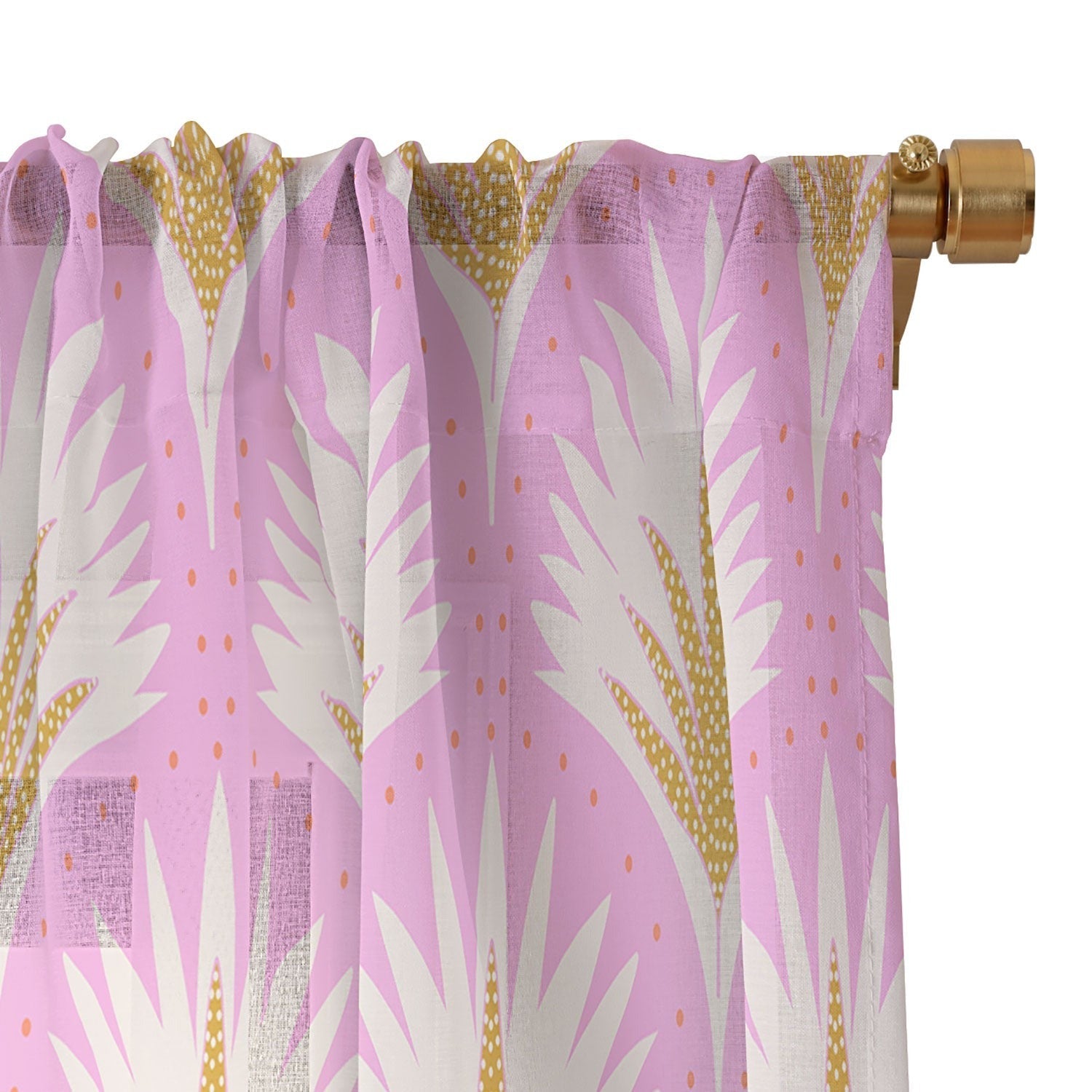 Jennifer Labre Pink Palmetto Sheer Window Curtain
