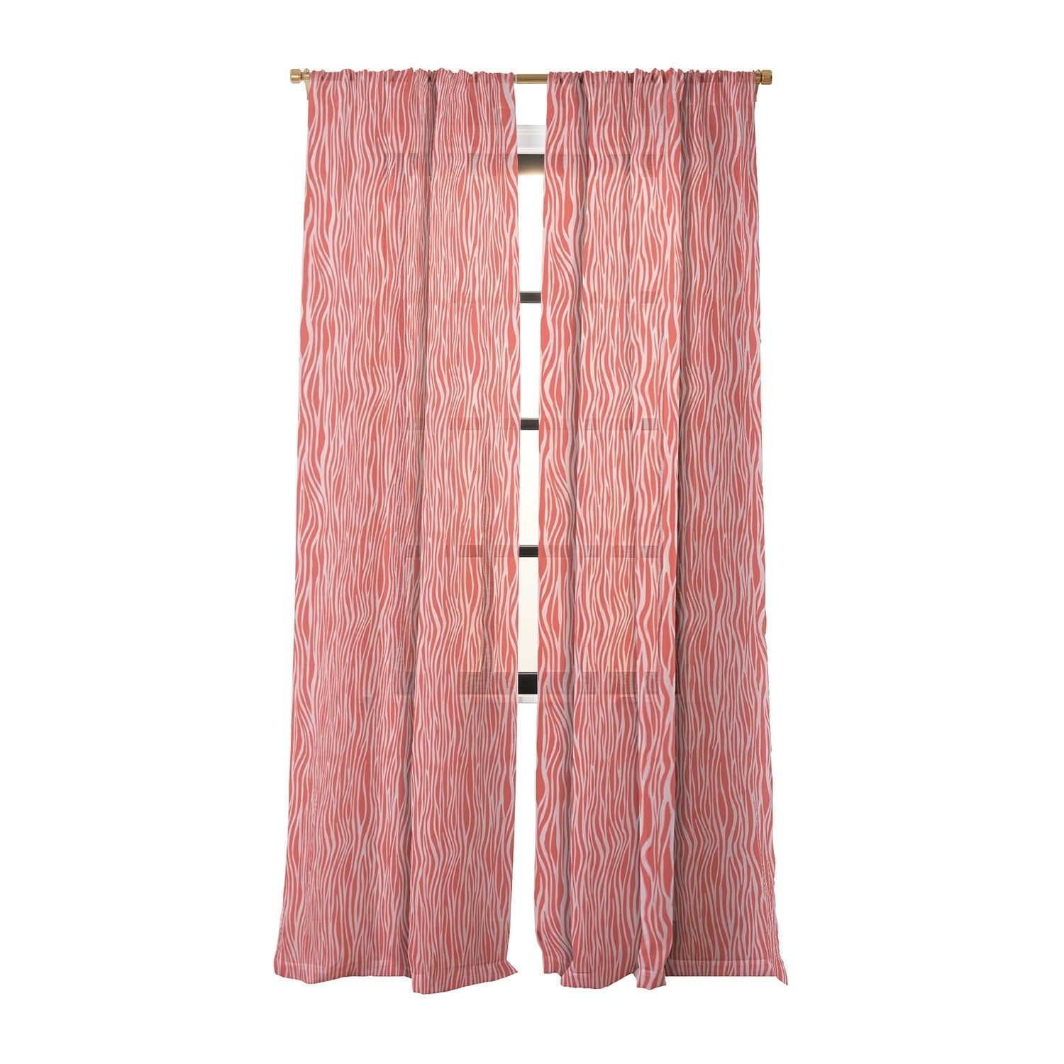 Avenie BR Red Zebra Stripe Sheer Window Curtain