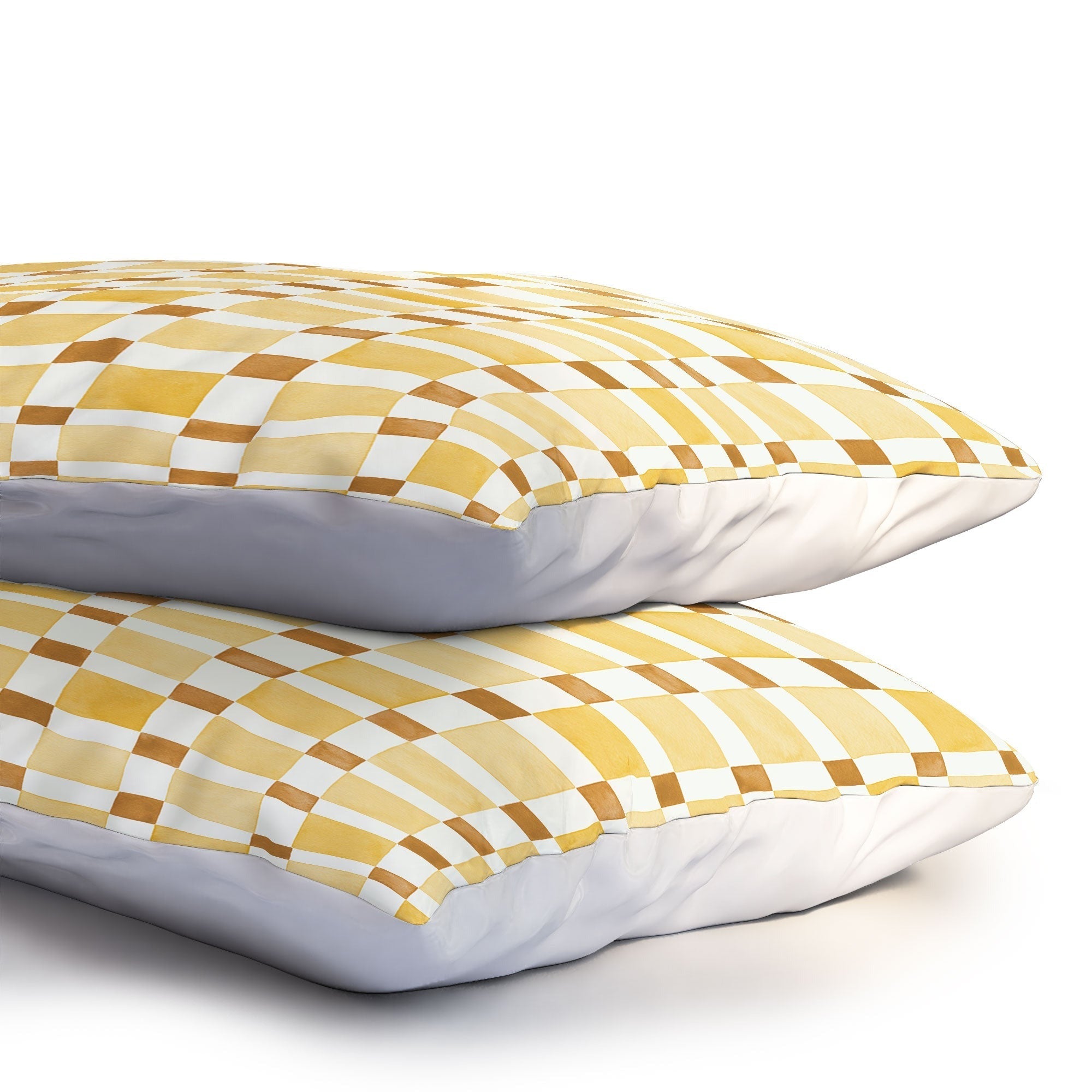 Ninola Design Everyday Artifact Checker Mosaic Tiles Geometry Yellow Pillow Shams