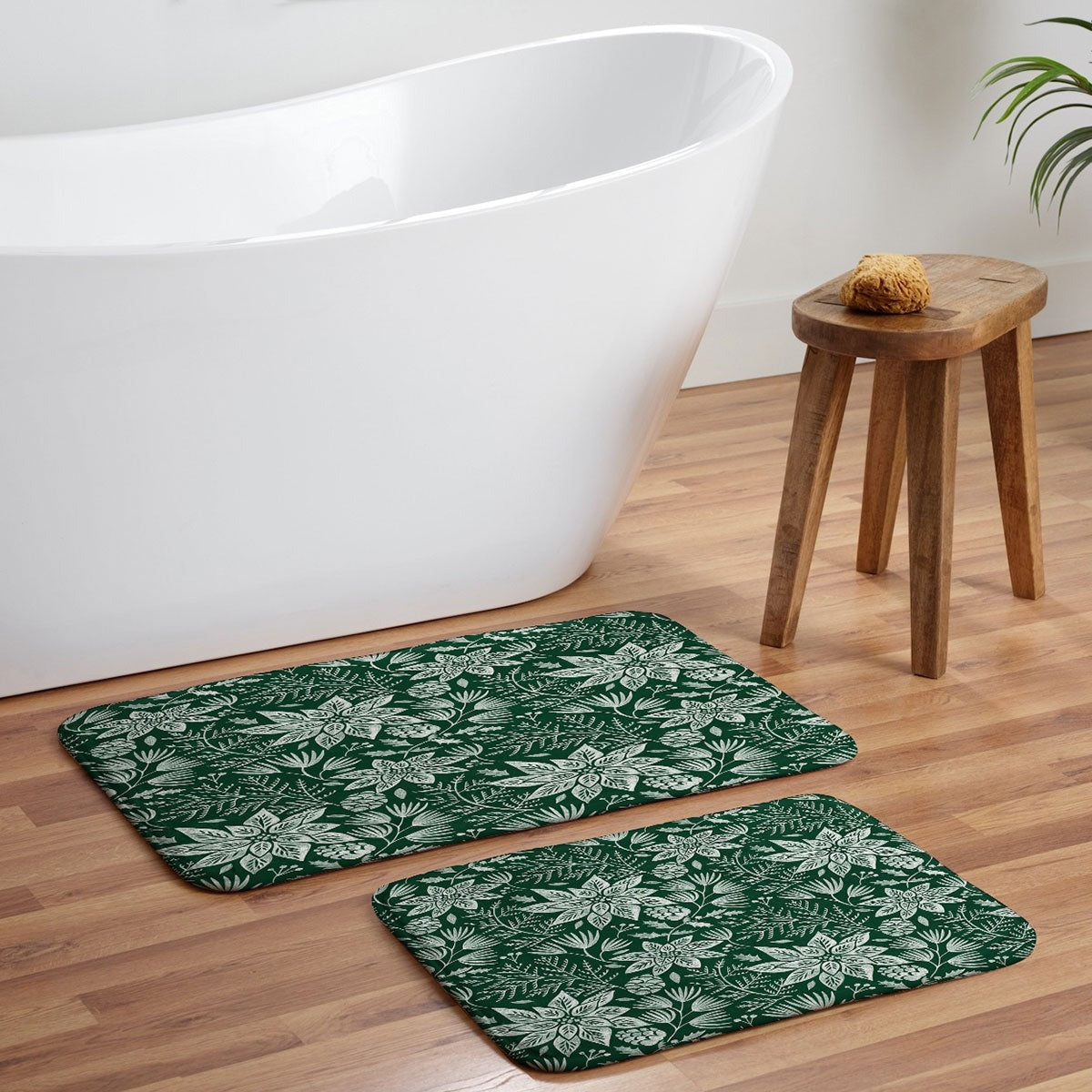 Pimlada Phuapradit Christmas Poinsettia Memory Foam Bath Mat