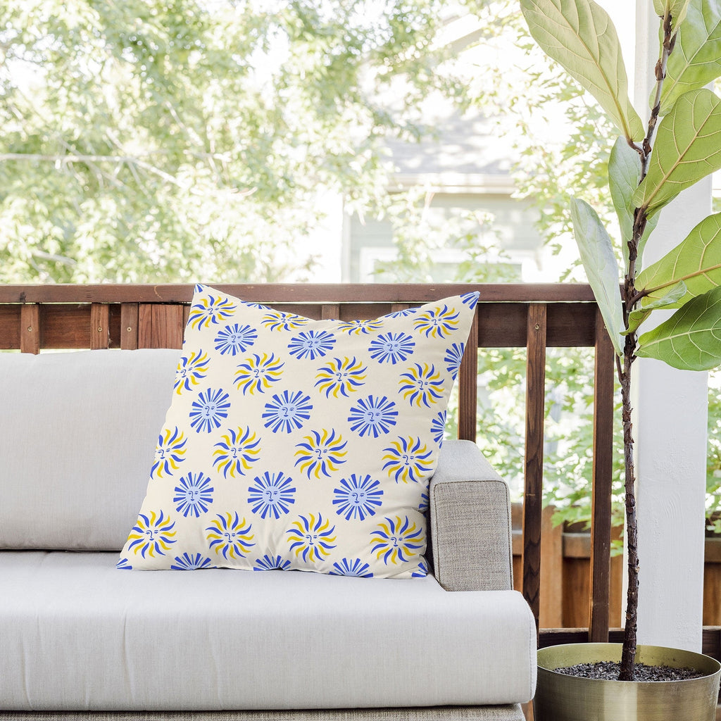 Design by Spark Dolce Vita Radial Sun Flames Outdoor Throw Pillow