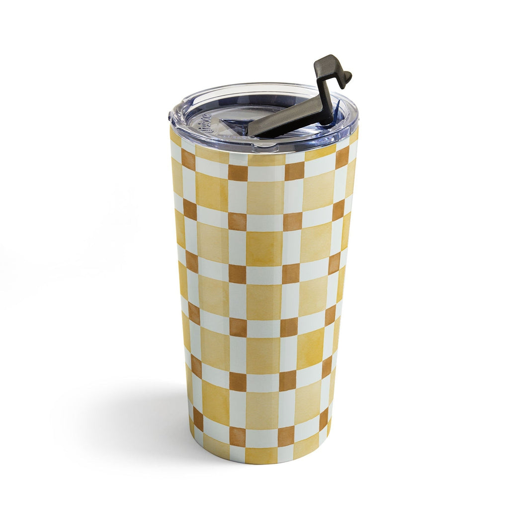 Ninola Design Everyday Artifact Checker Mosaic Tiles Geometry Yellow Travel Mug