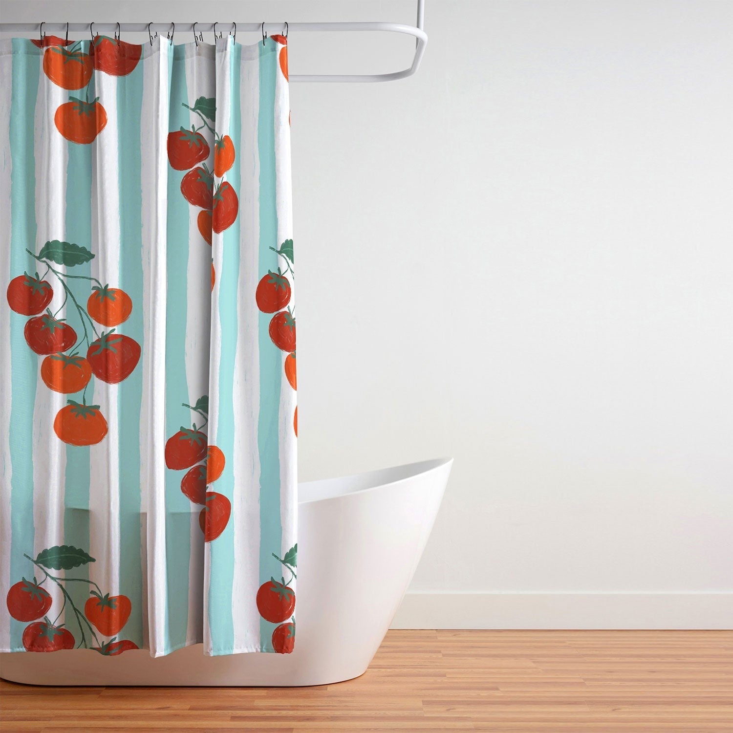 Design by Spark Zesty Tomatoes and Stripes Shower Curtain
