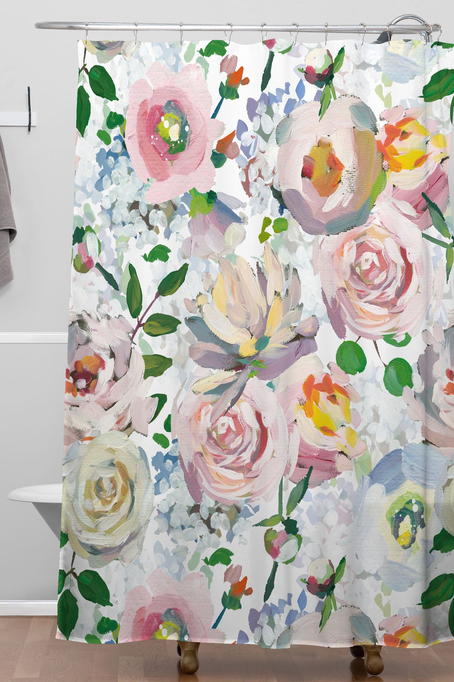 UtArt Hand Drawn Vintage Spring Claude Monet Botanical Flower Garden Shower Curtain