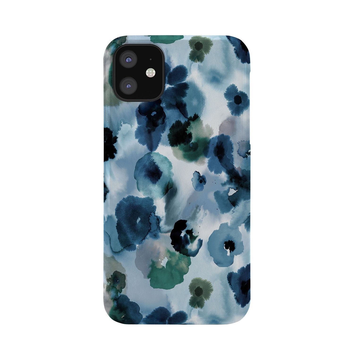 Ninola Design Botanic Retreat Ombre Abstract Watercolor Flowers Blue Navy Phone Case