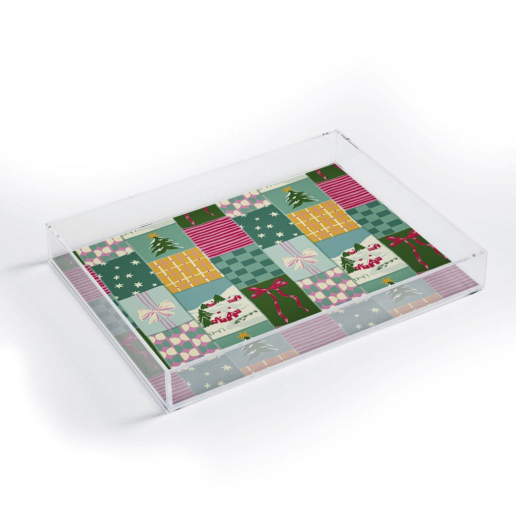 LouBruzzoni Cozy Christmas Patchwork Acrylic Tray