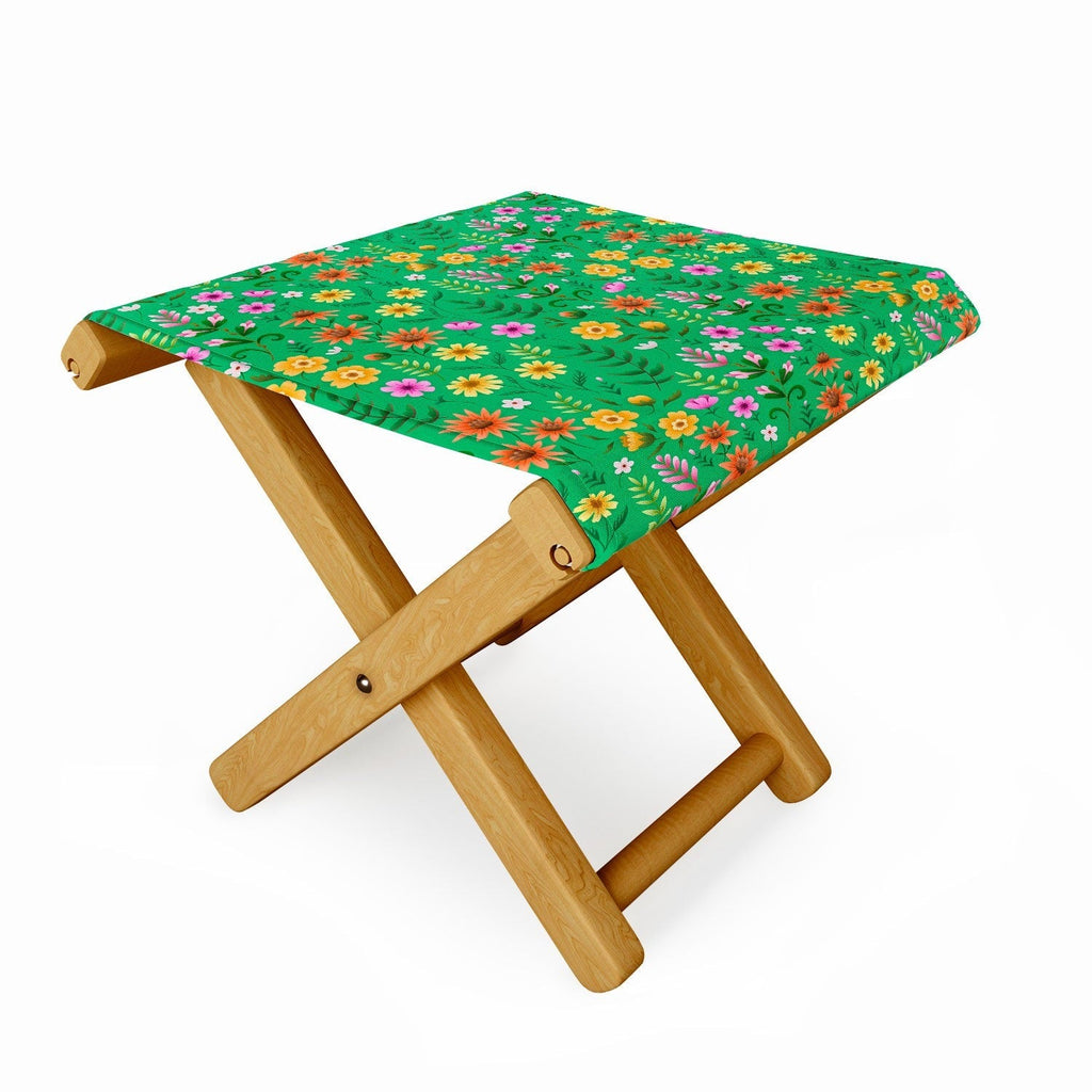 Pimlada Phuapradit Ditsy Spring Floral Green Folding Stool