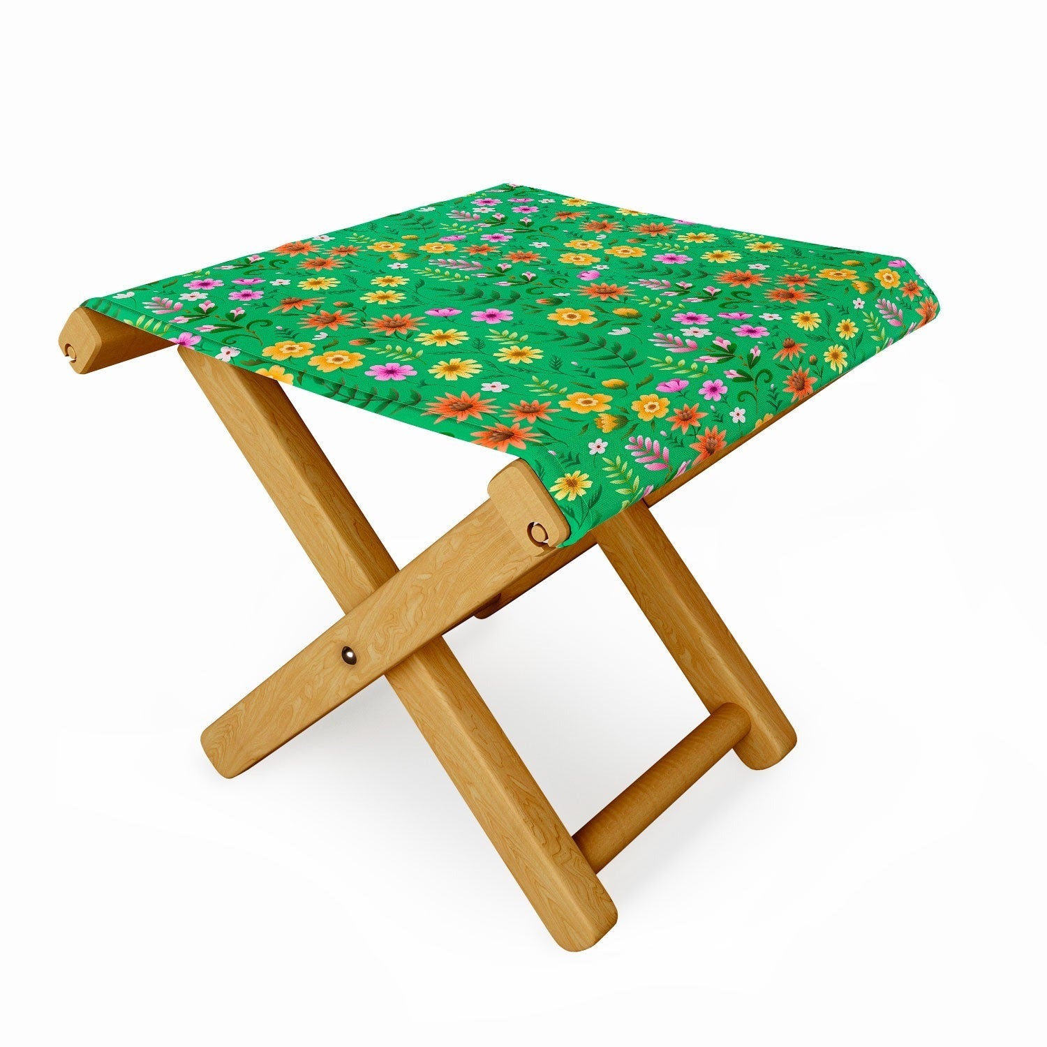 Pimlada Phuapradit Ditsy Spring Floral Green Folding Stool