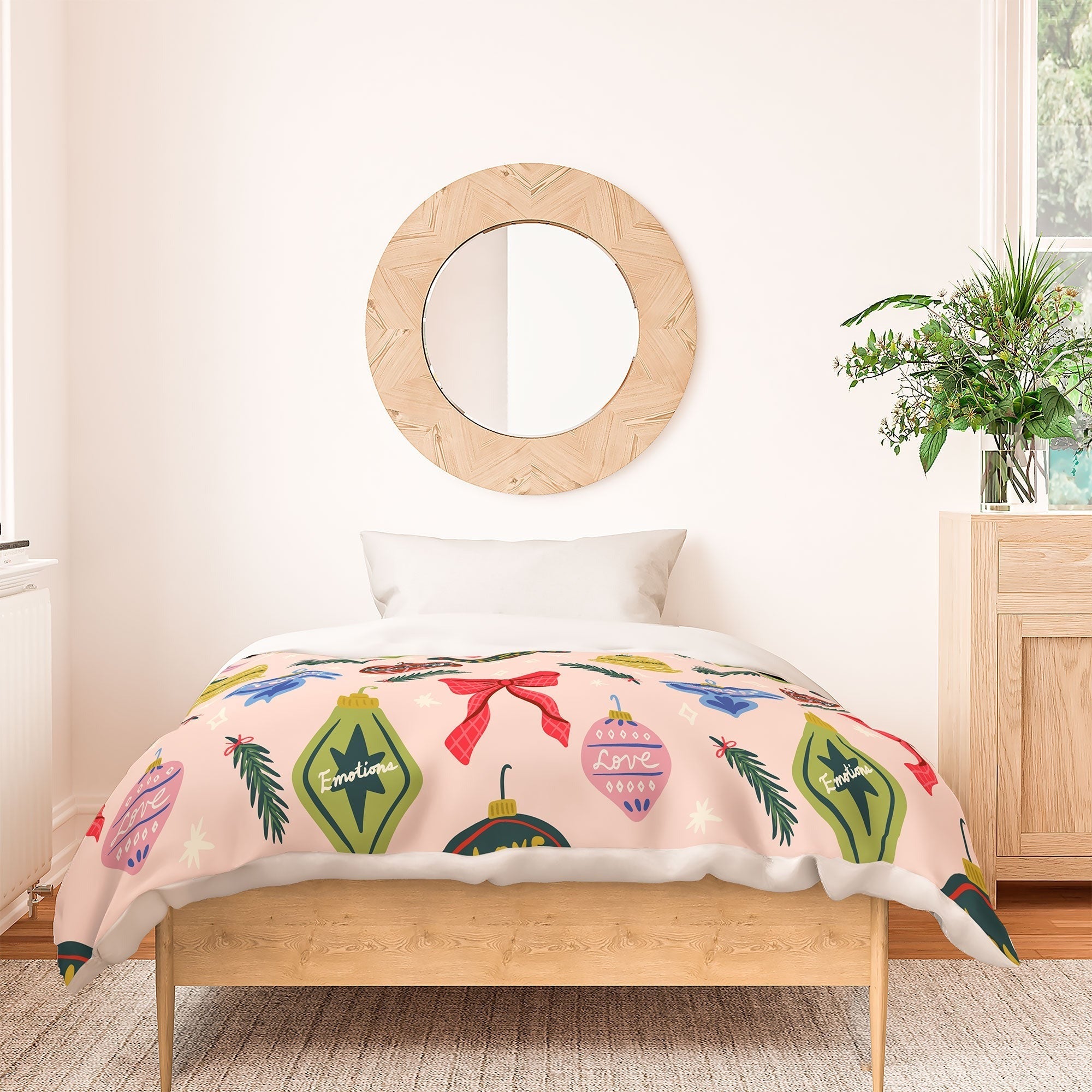 Design by Spark Love Human Made Christmas Ornaments Duvet Cover
