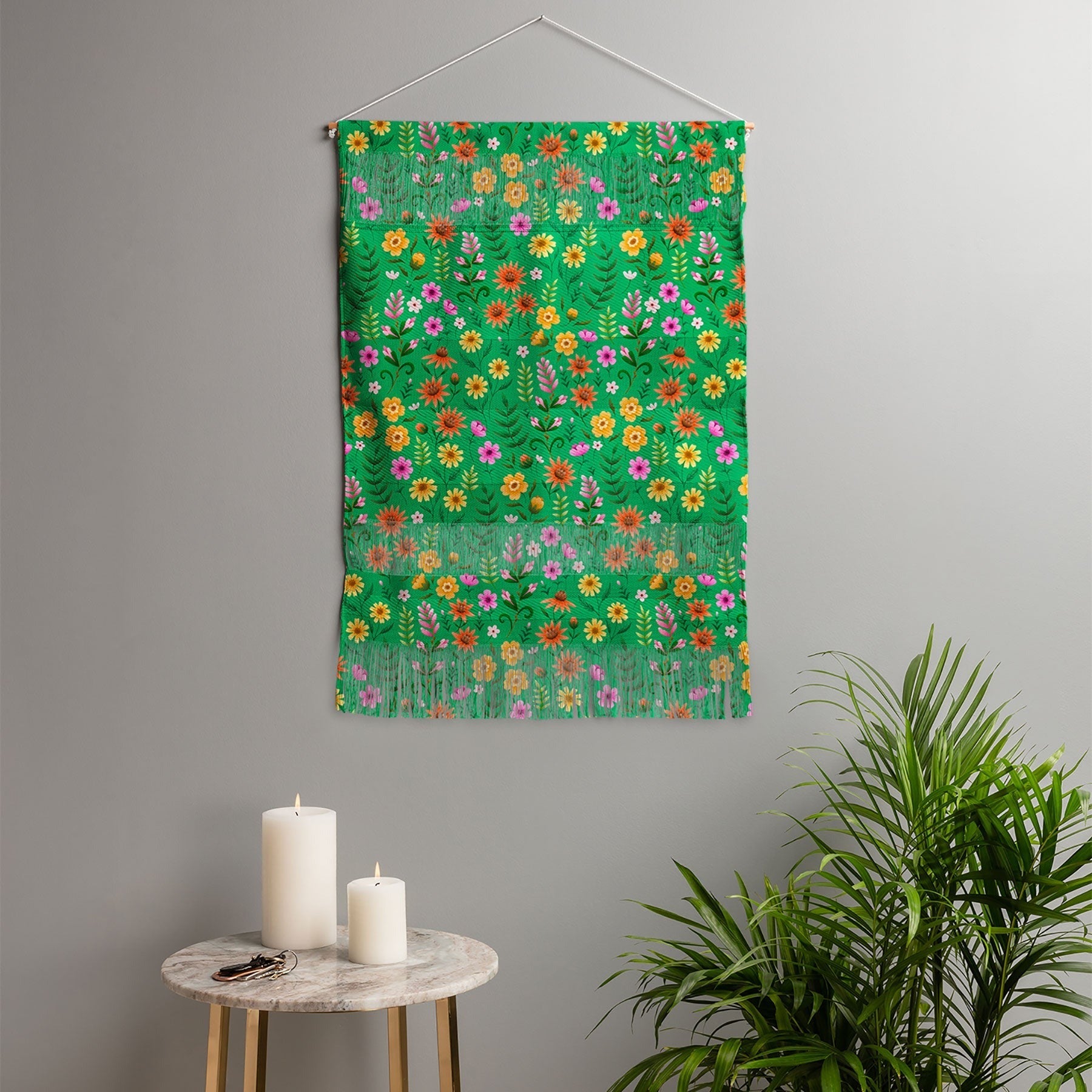 Pimlada Phuapradit Ditsy Spring Floral Green Wall Hanging Portrait