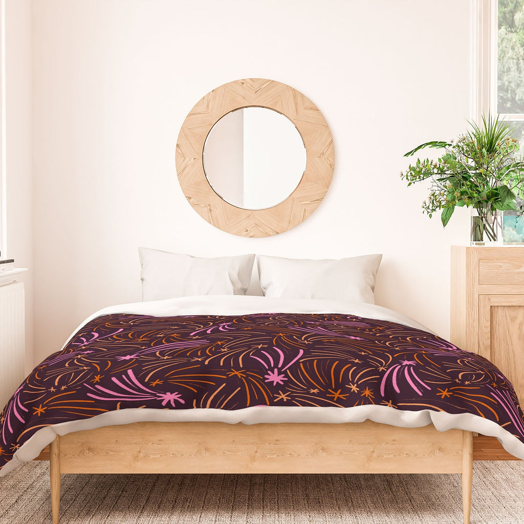 Little Om Pattern Shooting Stars plum Duvet Cover