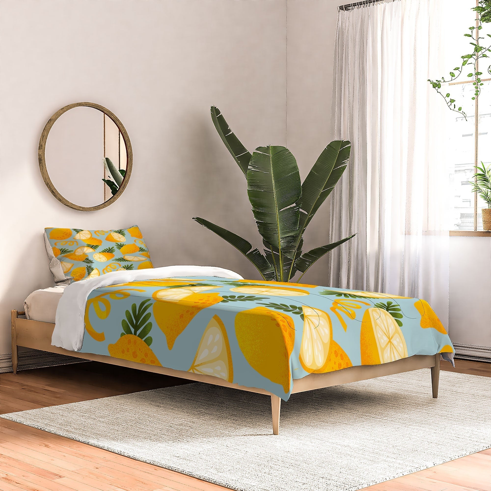 Jessica Molina Lemon Pattern on Sky Blue Comforter