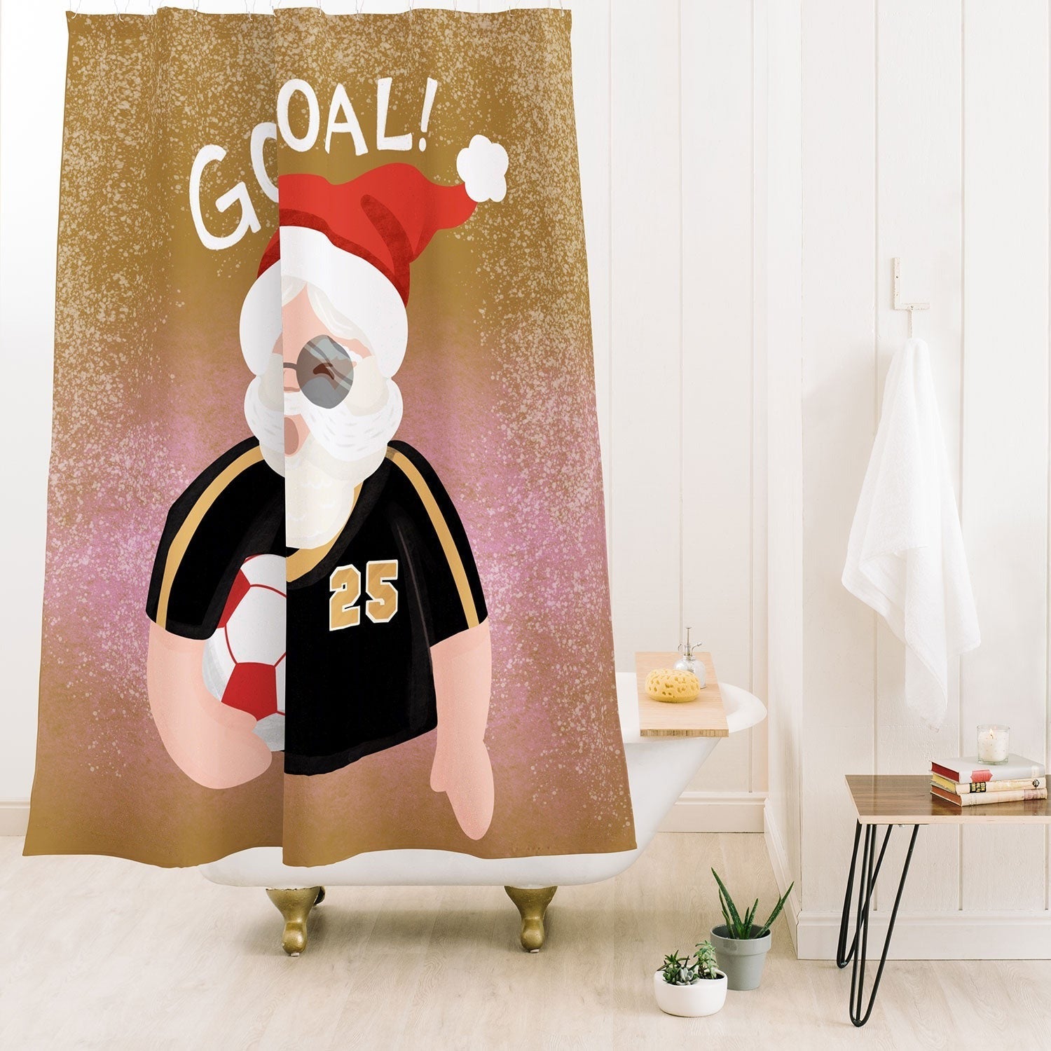 Design by Spark Sporty Soccer Santa Shower Curtain