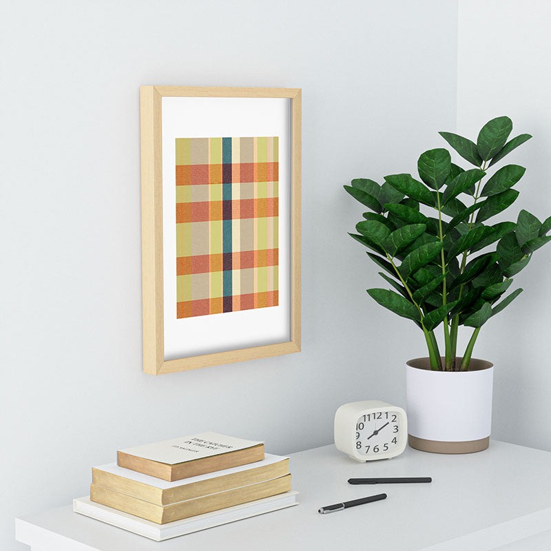 Marta Barragan Camarasa Retro Picnic Plaid Warm Tones Recessed Framing Rectangle