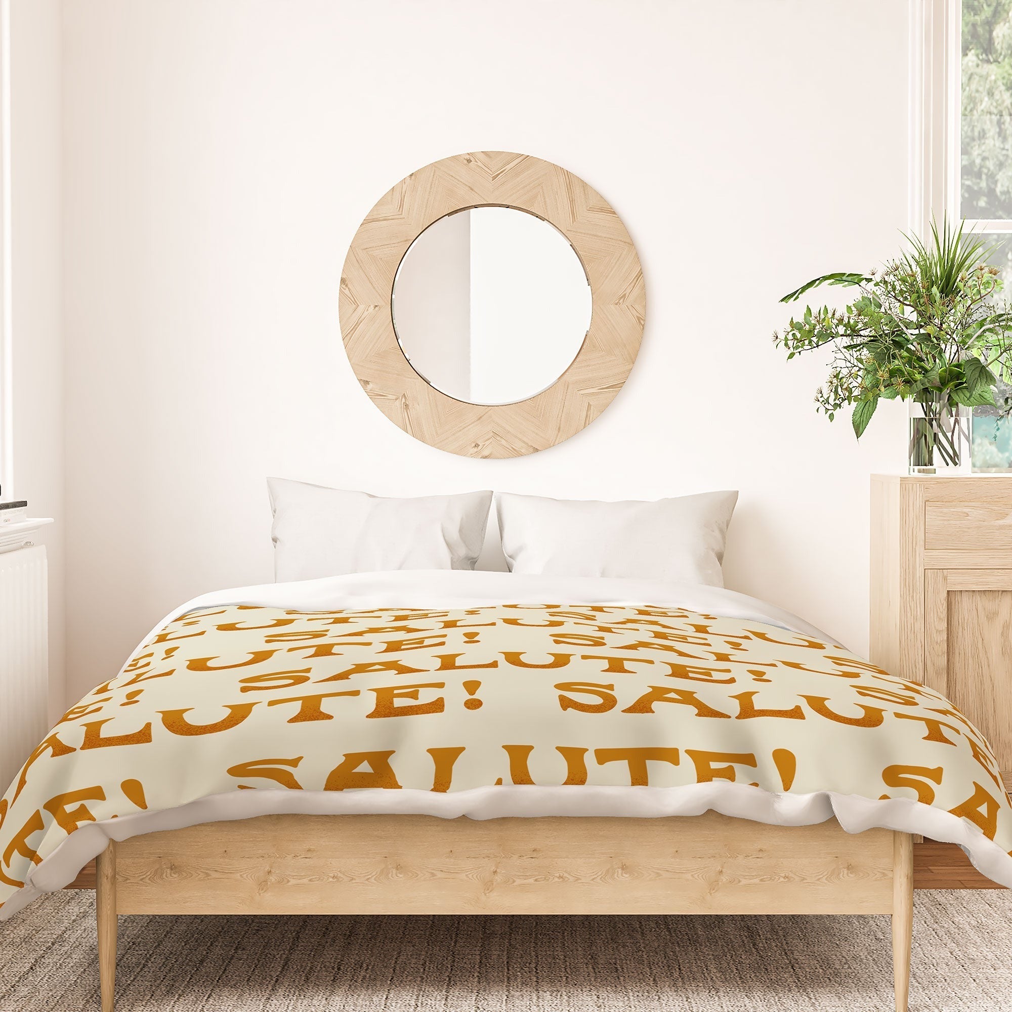 Jessica Molina Salute Gold Pattern on Cream Duvet Cover