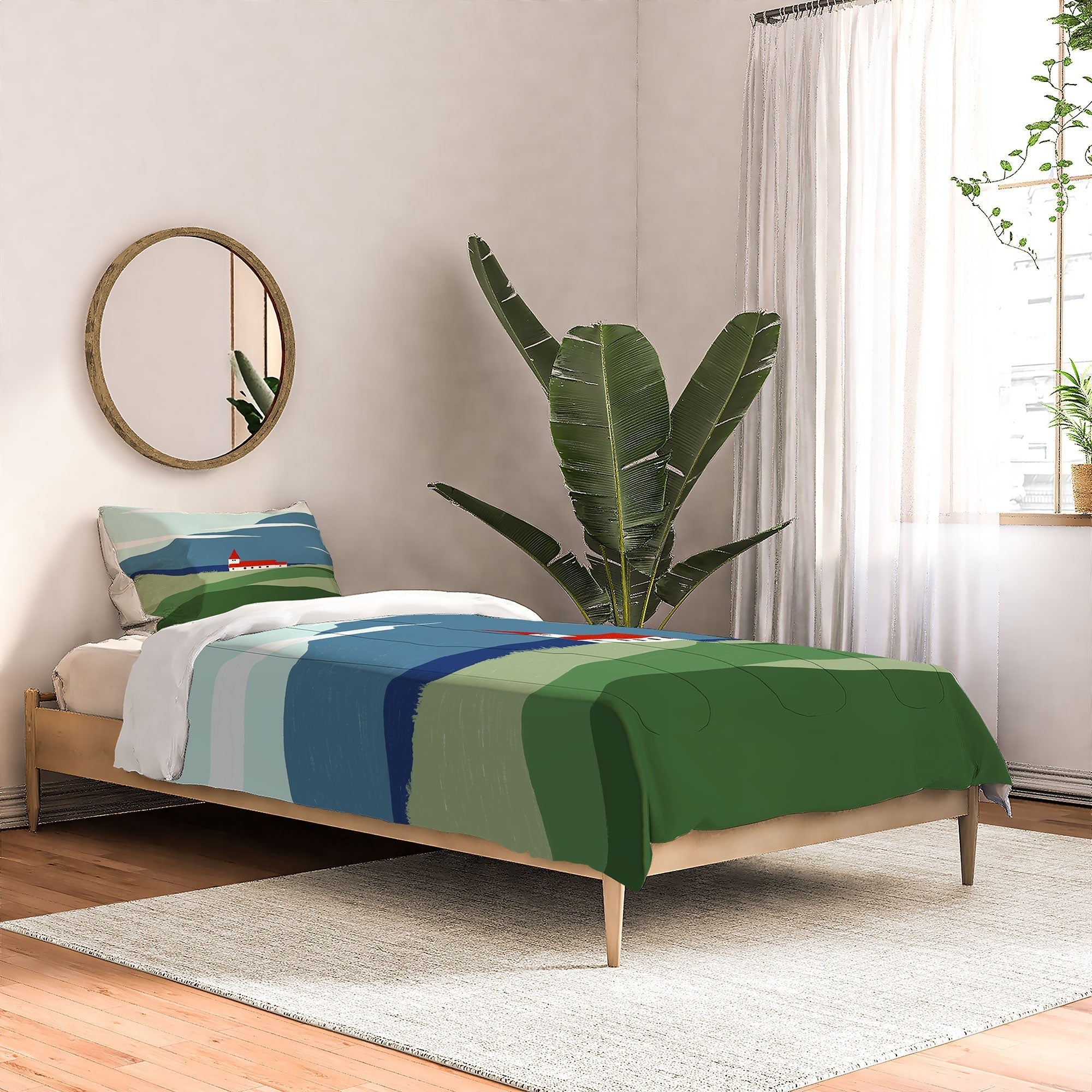 Valeria Frustaci Red roof in Iceland Comforter