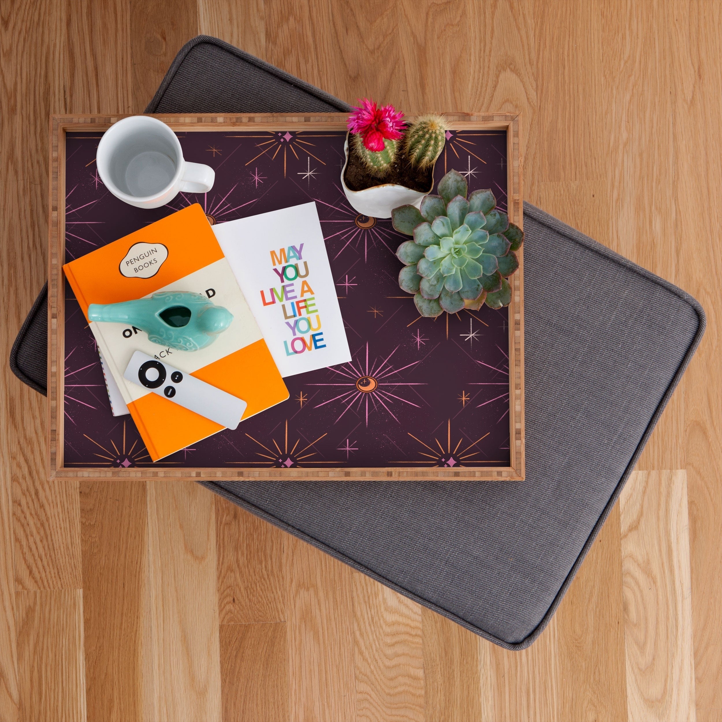 Little Om Pattern Little Moon plum Rectangular Tray