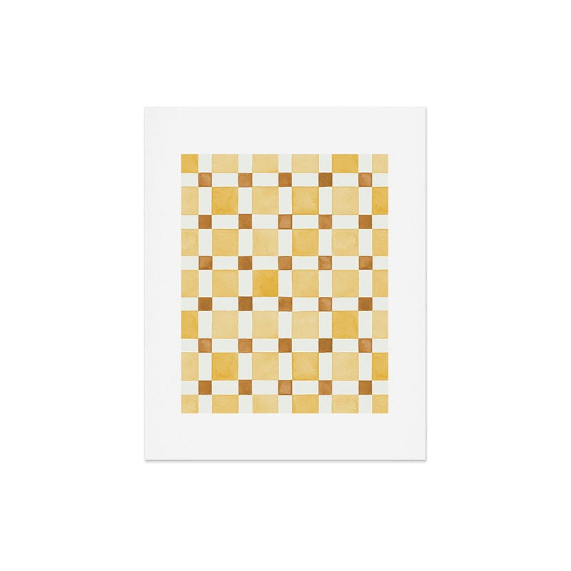 Ninola Design Everyday Artifact Checker Mosaic Tiles Geometry Yellow Art Print