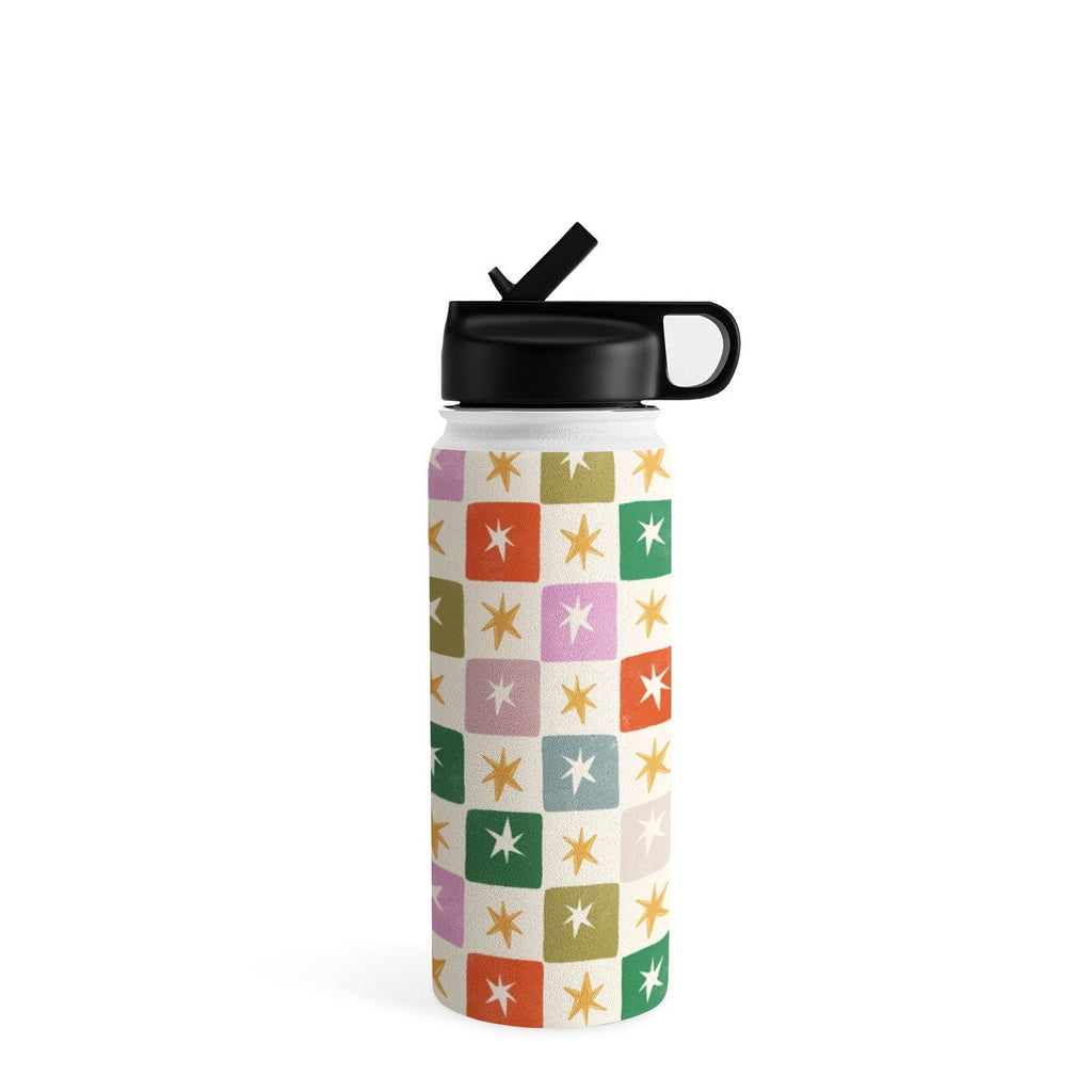 LouBruzzoni Retro Star Block Pattern Water Bottle