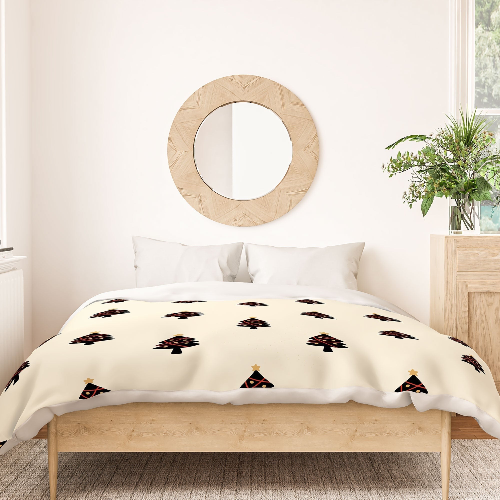Design by Spark Black And Gold Christmas Tree Duvet Cover
