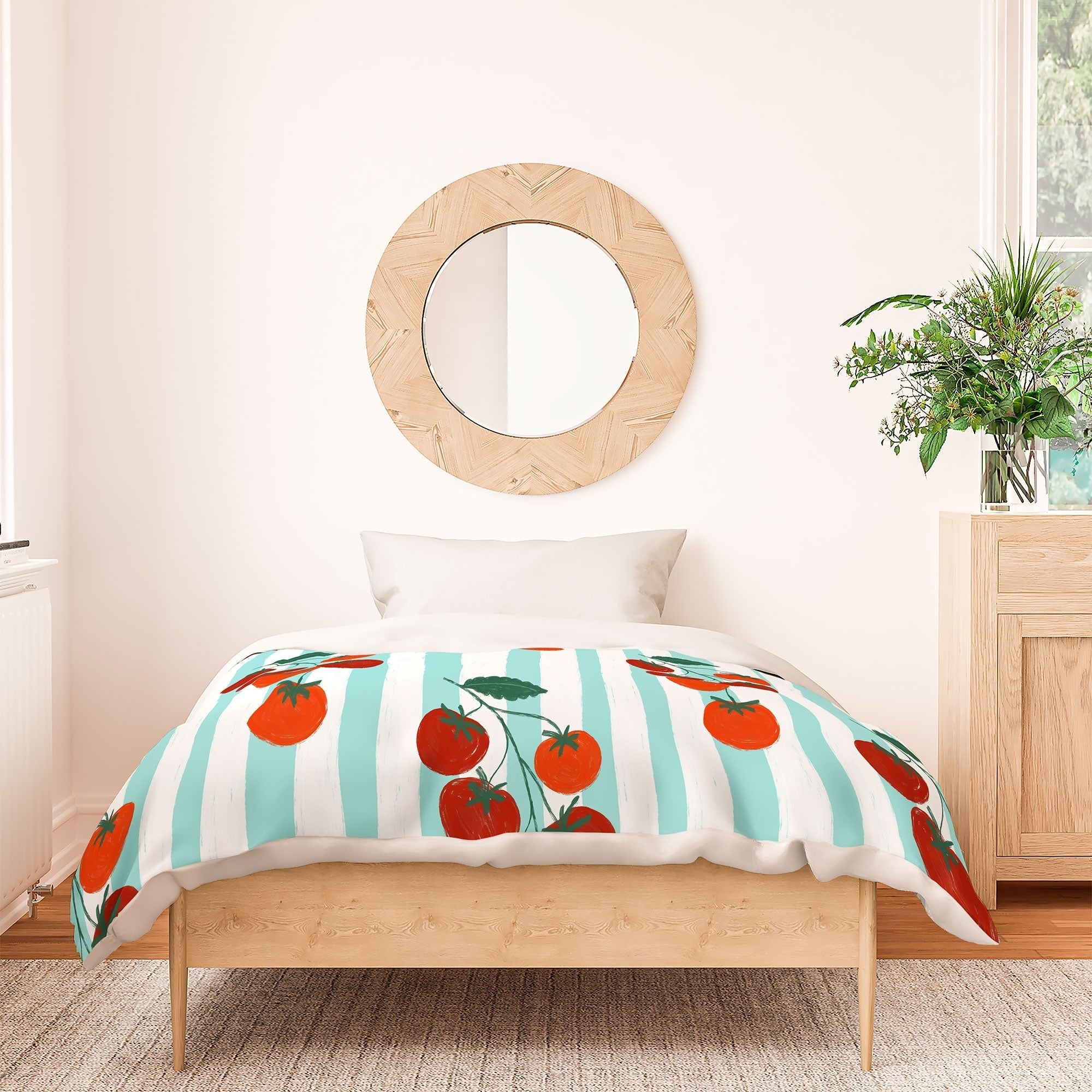 Design by Spark Zesty Tomatoes and Stripes Duvet Cover