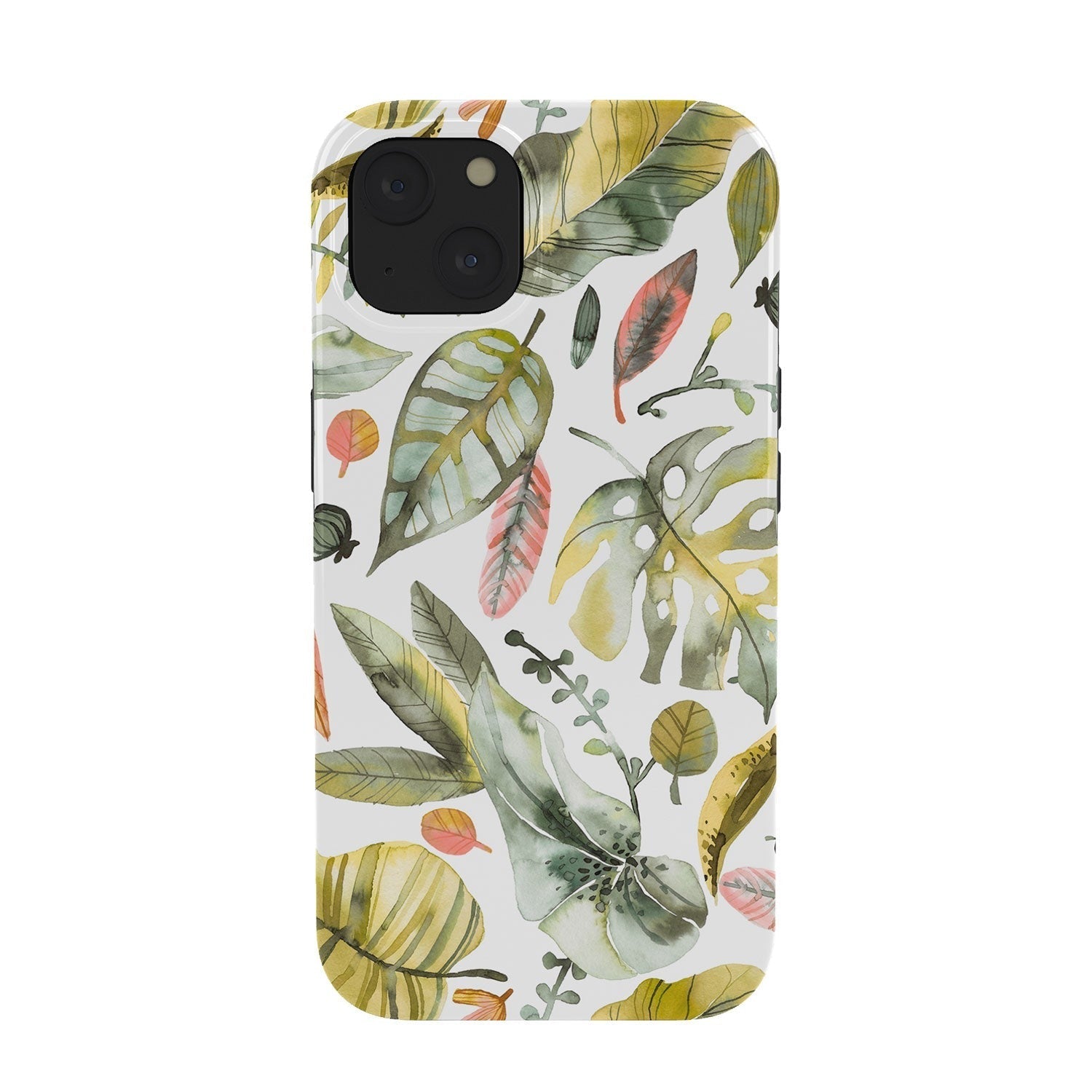 Ninola Design Botanic Retreat Tropical Jungle Leaves Botanical Green Orange Phone Case