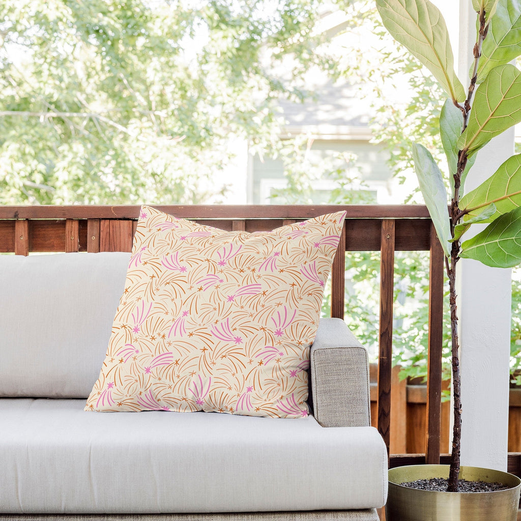 Little Om Pattern Shooting Stars cream Outdoor Throw Pillow