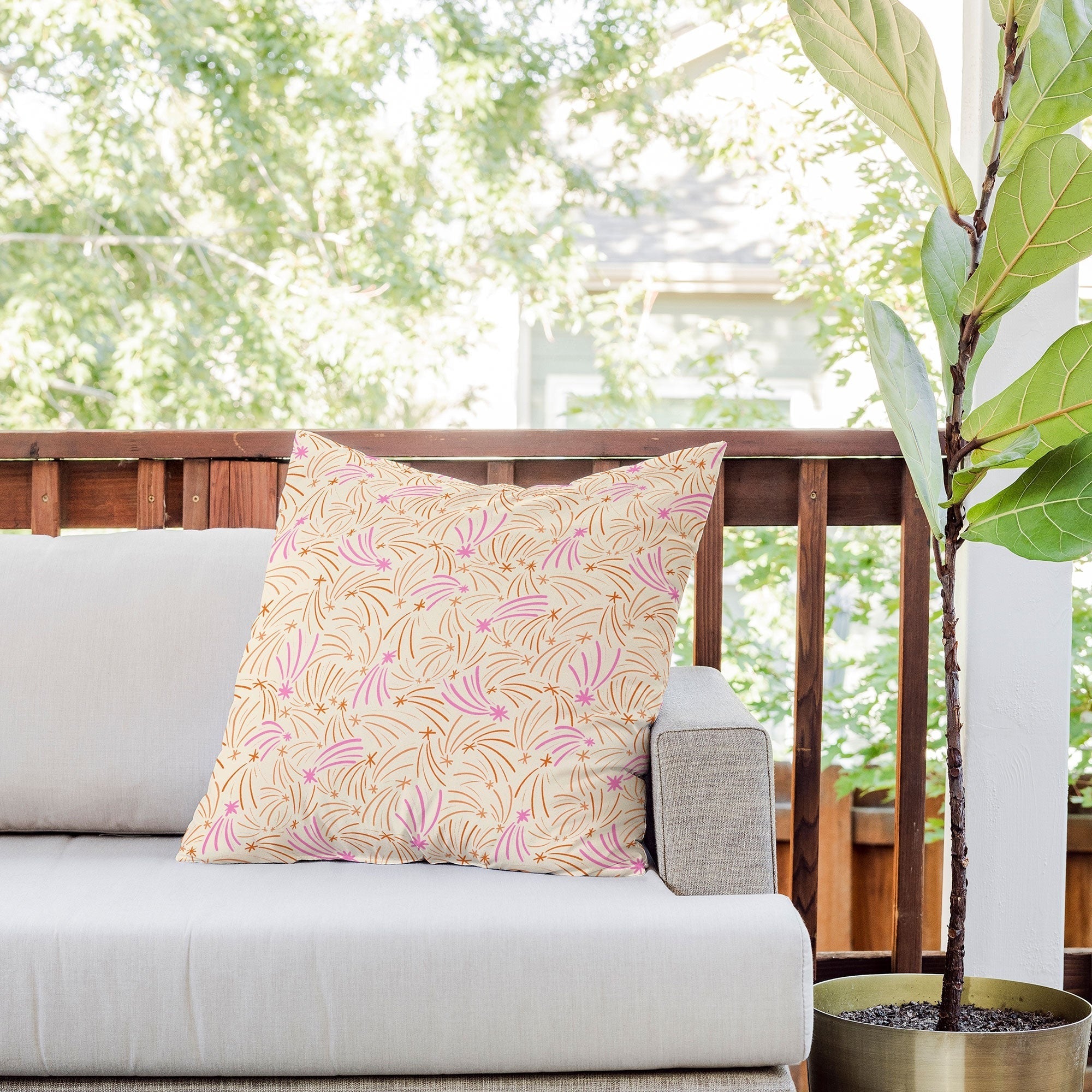 Little Om Pattern Shooting Stars cream Outdoor Throw Pillow