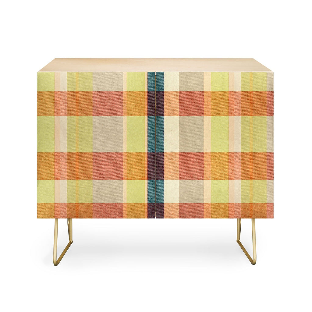 Marta Barragan Camarasa Retro Picnic Plaid Warm Tones Credenza