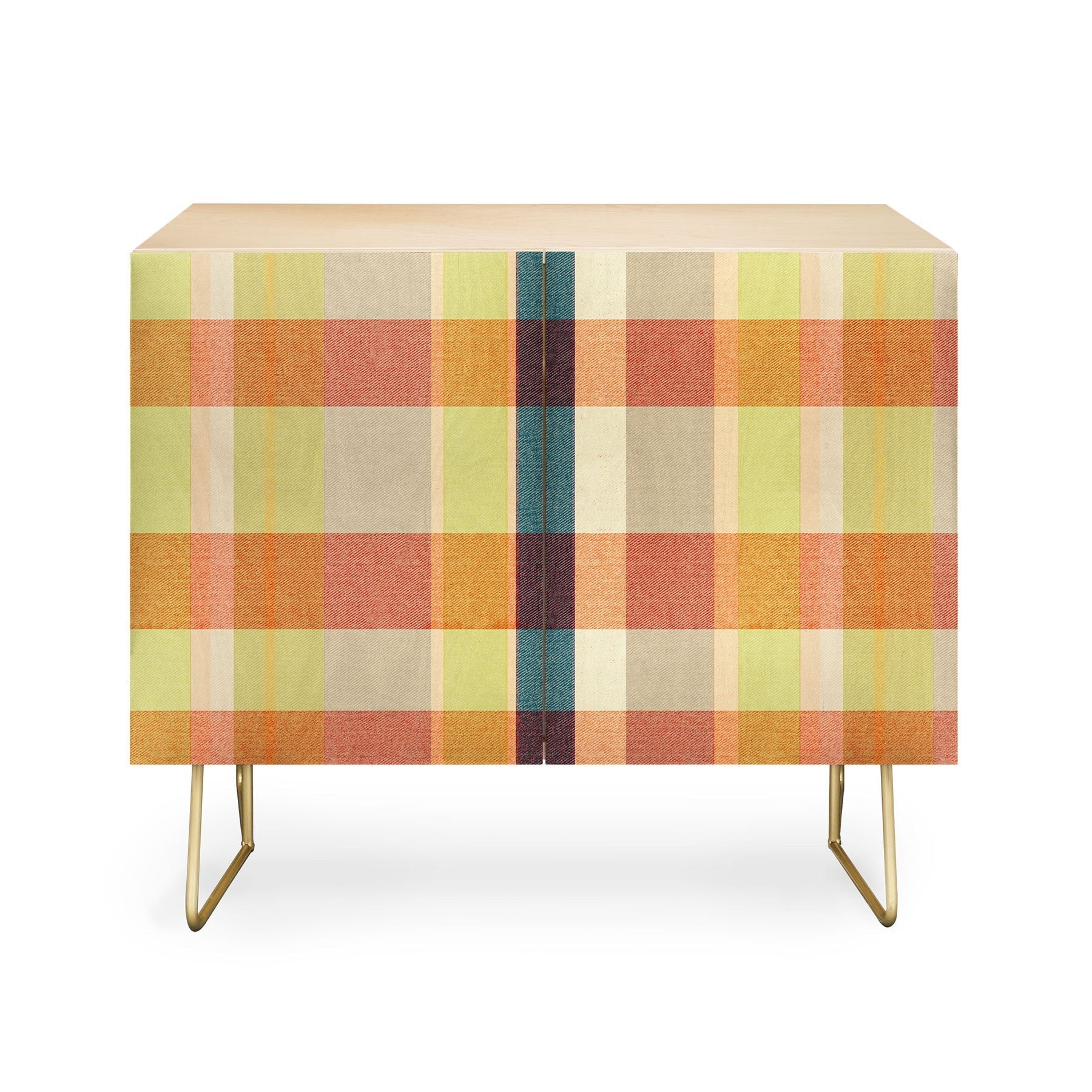 Marta Barragan Camarasa Retro Picnic Plaid Warm Tones Credenza
