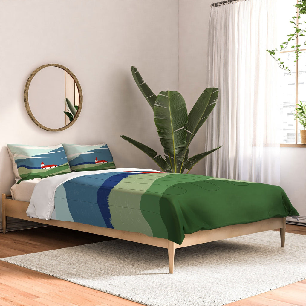 Valeria Frustaci Red roof in Iceland Comforter