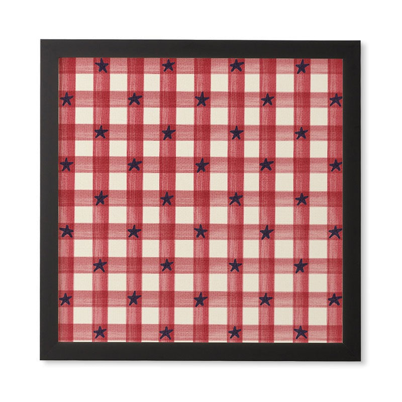 DENY Designs Red Gingham plus Stars Framed Wall Art