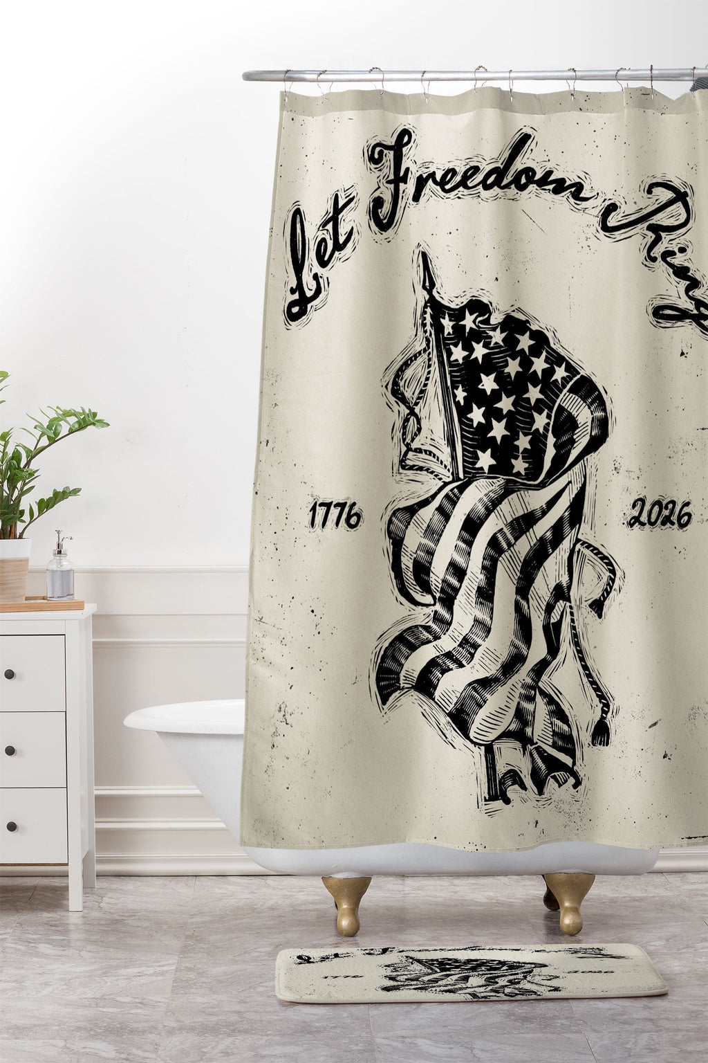 DENY Designs Let Freedom Ring Block Memory Foam Bath Mat
