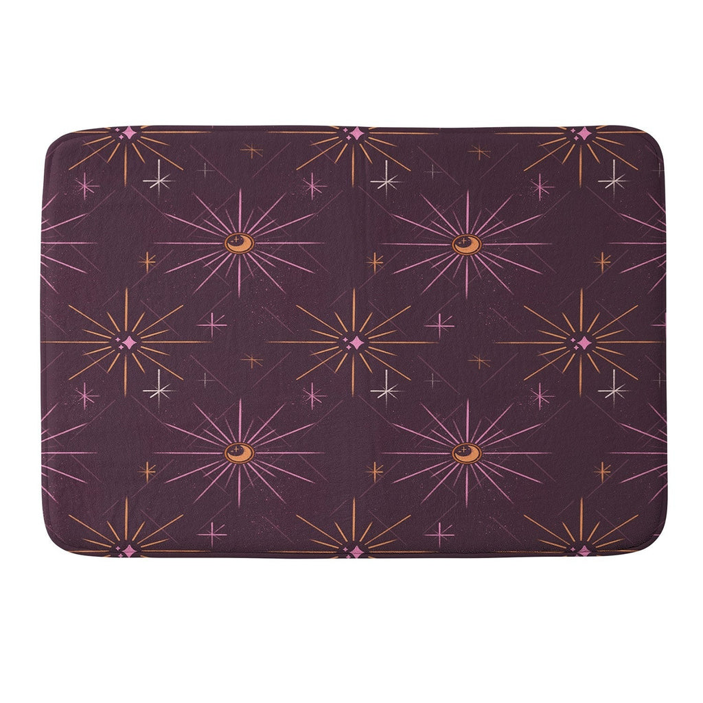 Little Om Pattern Little Moon plum Memory Foam Bath Mat
