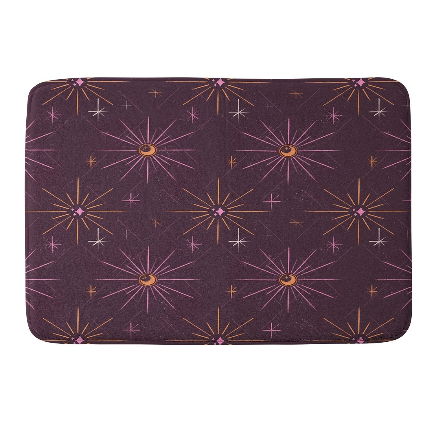 Little Om Pattern Little Moon plum Memory Foam Bath Mat