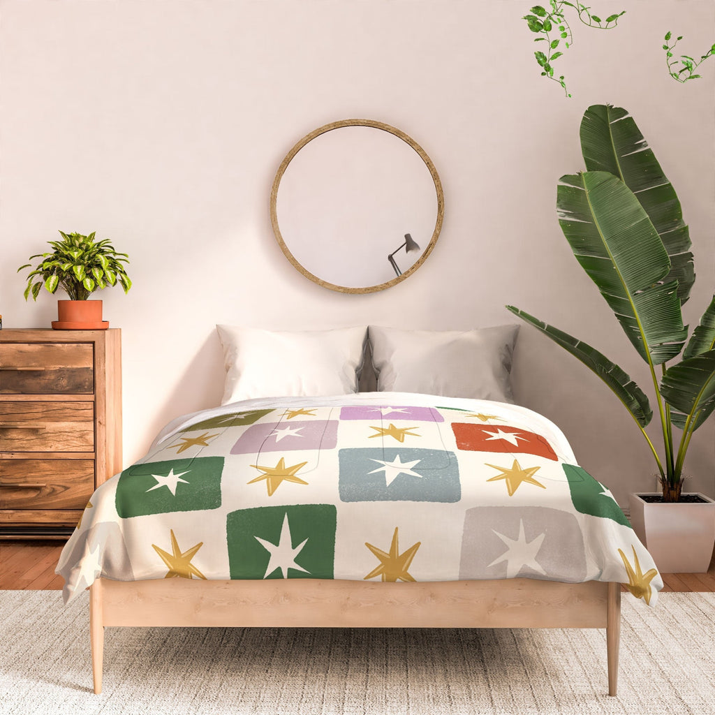 LouBruzzoni Retro Star Block Pattern Comforter