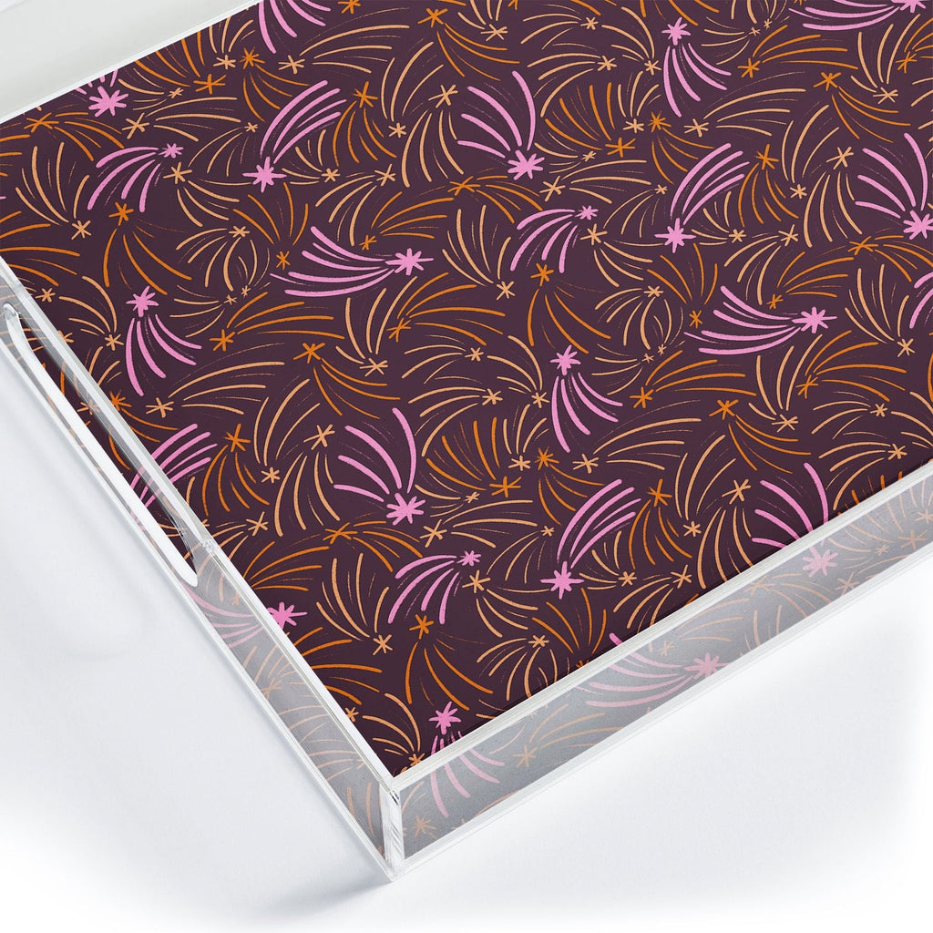 Little Om Pattern Shooting Stars plum Acrylic Tray