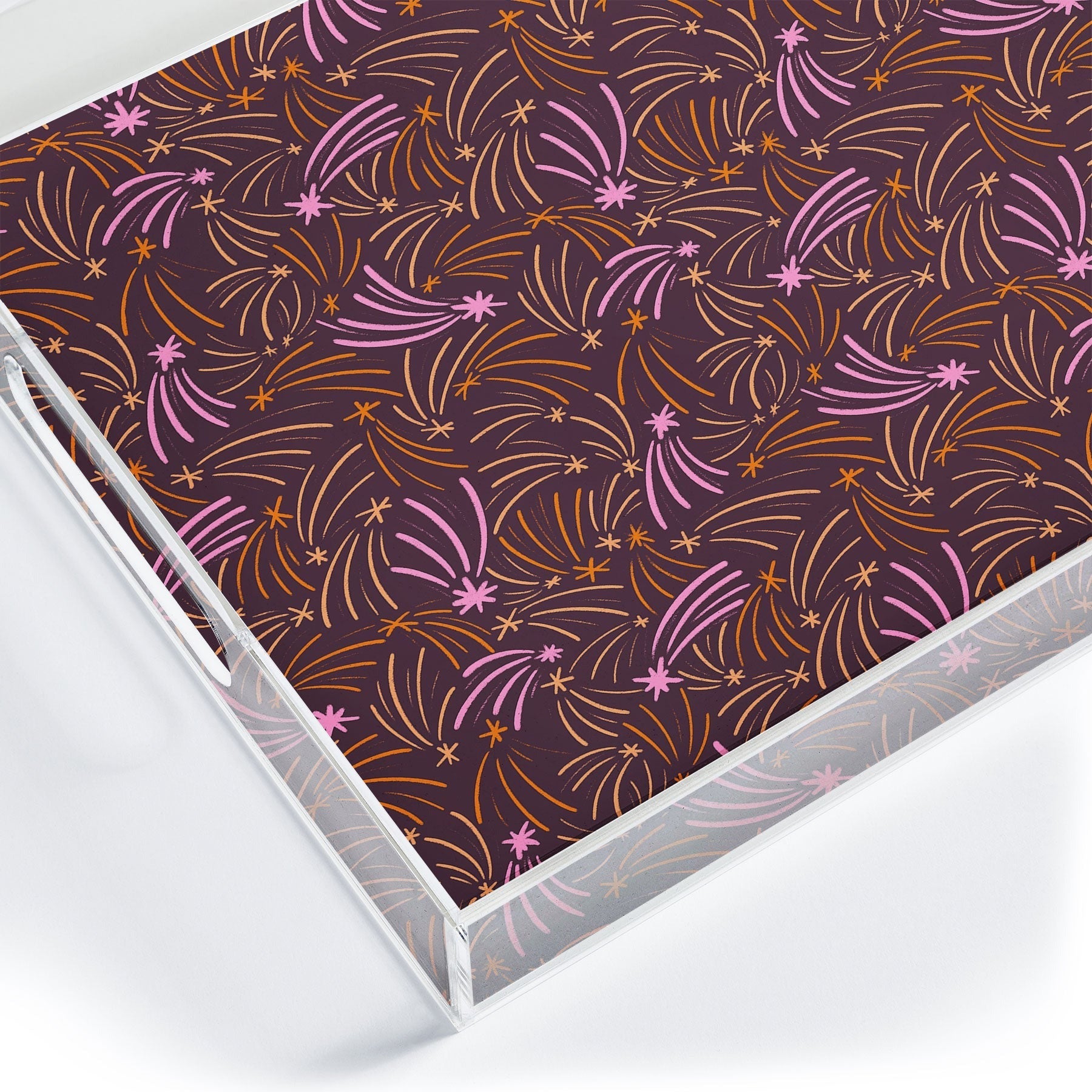 Little Om Pattern Shooting Stars plum Acrylic Tray
