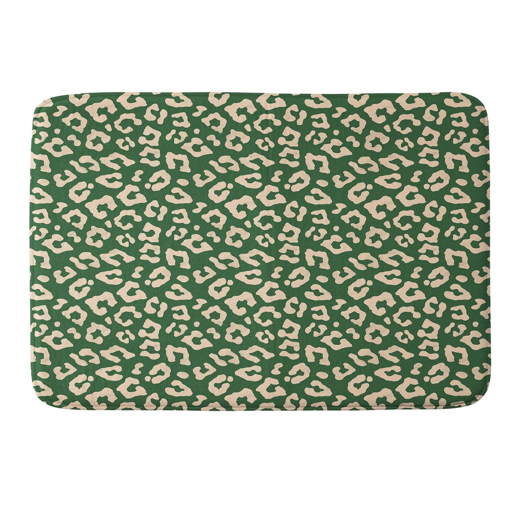 Avenie BR Cheetah Print In Green Memory Foam Bath Mat