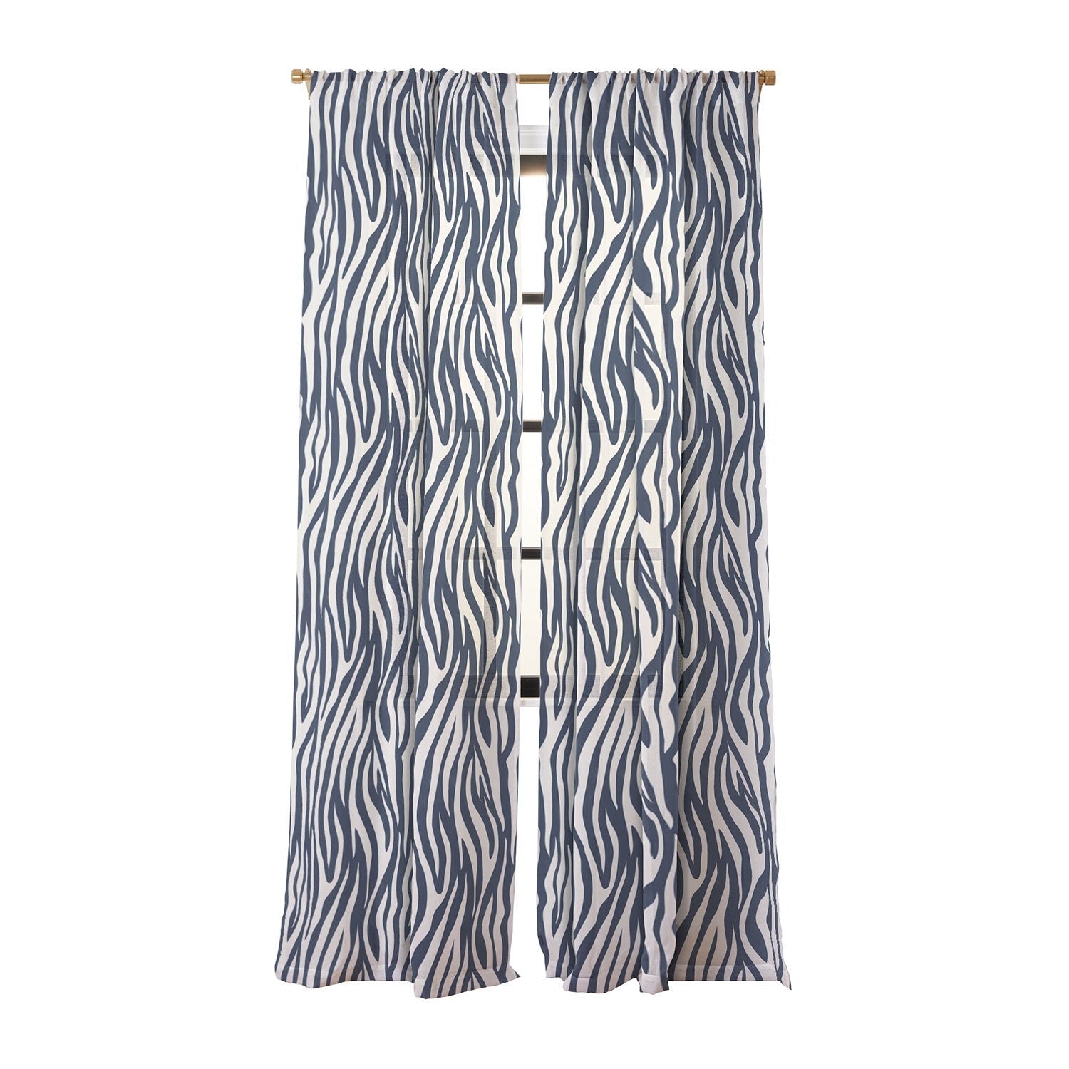 Avenie BR Navy Tiger Stripes Sheer Non Repeat