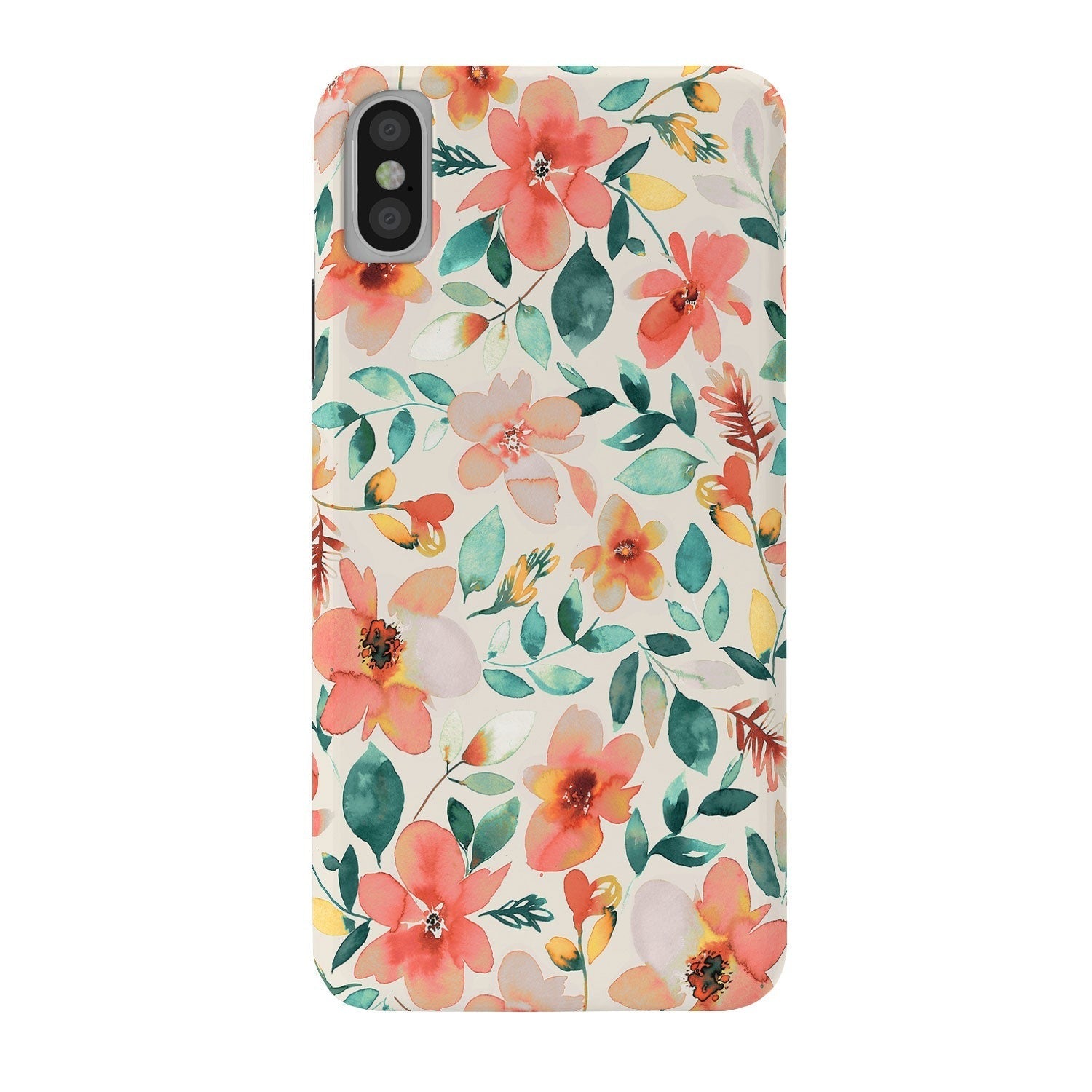 Ninola Design Botanic Retreat Tropical Whimsical Flowers Coral Green Phone Case