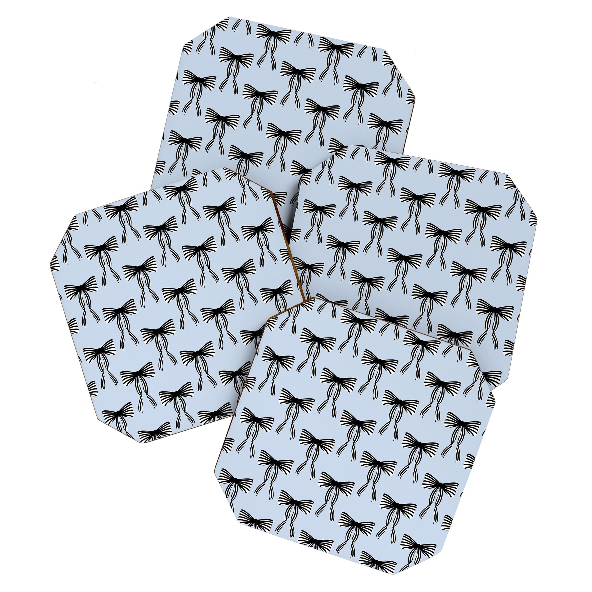 Design by Spark Black Striped Bows Coaster Set