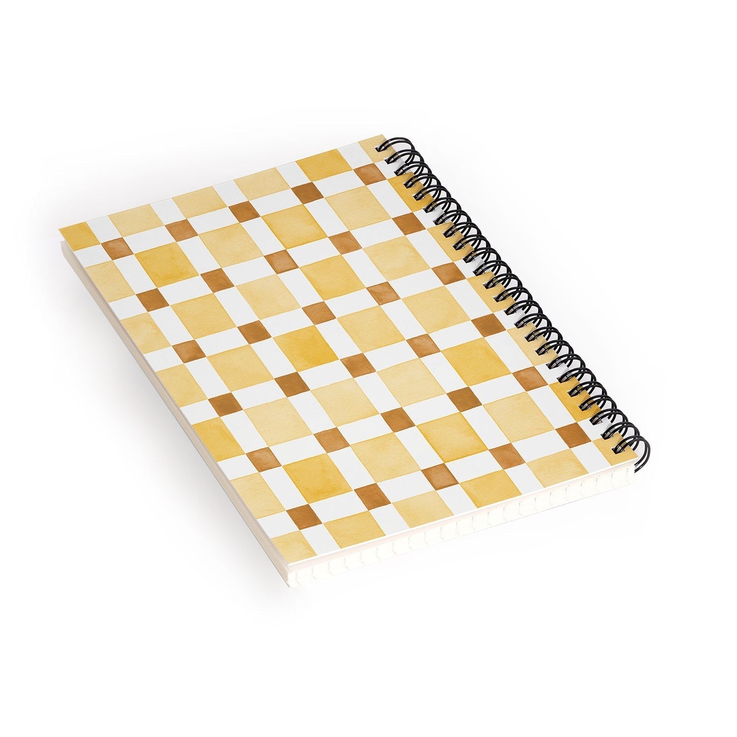 Ninola Design Everyday Artifact Checker Mosaic Tiles Geometry Yellow Spiral Notebook