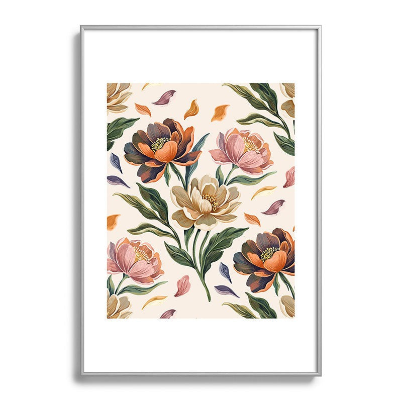 Marta Barragan Camarasa Hand Painted Peony Florals Metal Framed Art Print
