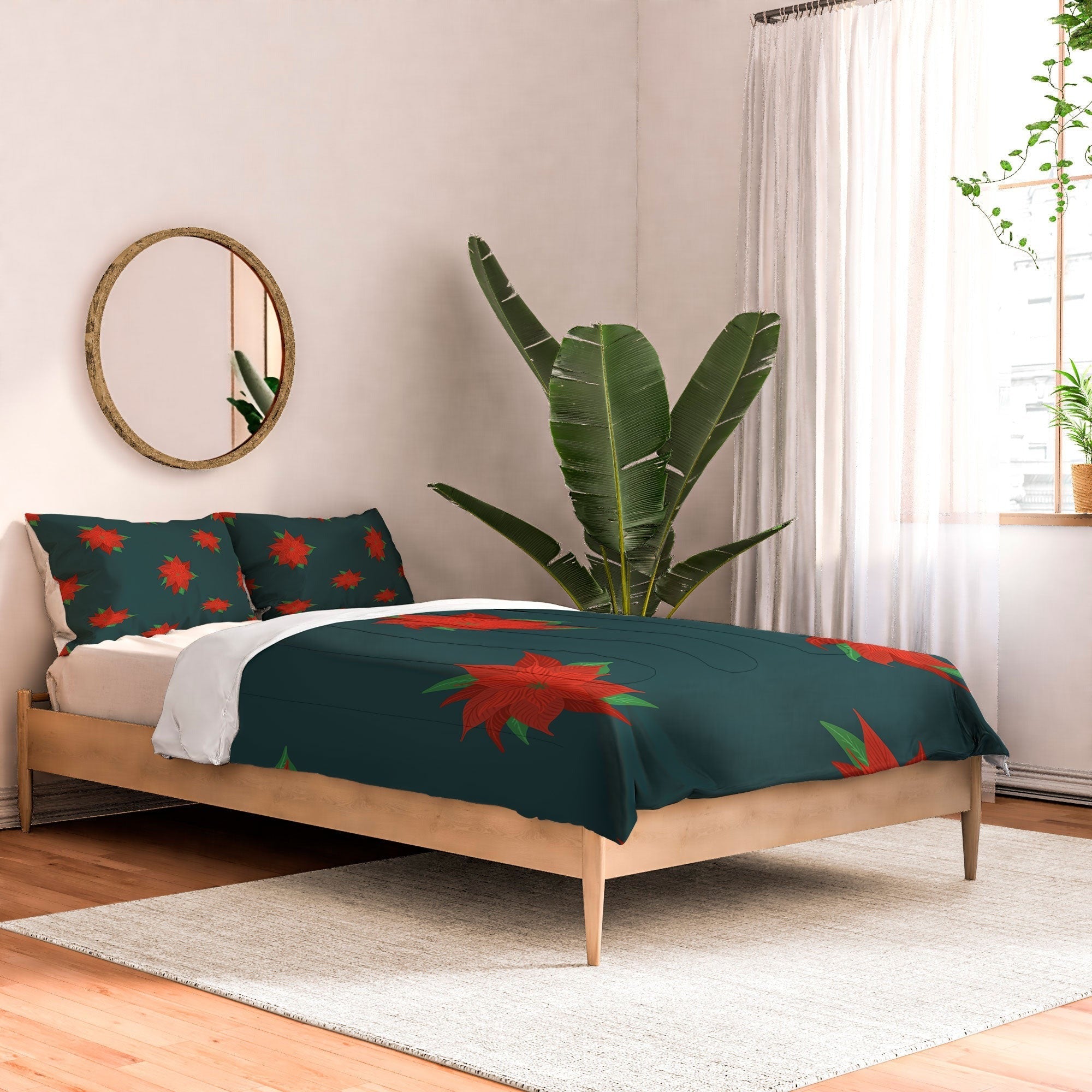 Design by Spark Poinsettia Florals Comforter
